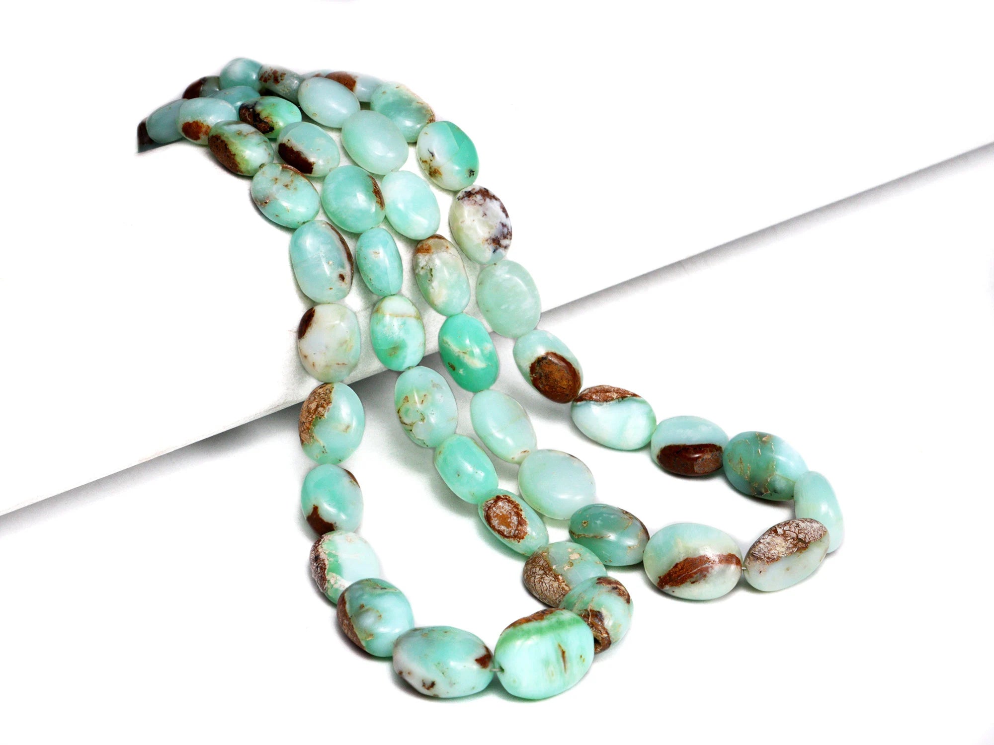 Bi-Color Green Opal Smooth Tumble Beads, 7.5x9 To 12.5x17 mm, SKU2164