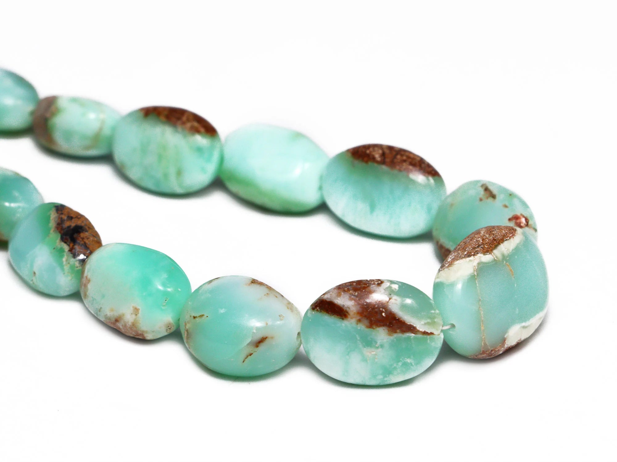 Bi-Color Green Opal Smooth Tumble Beads, 7.5x9 To 12.5x17 mm, SKU2164