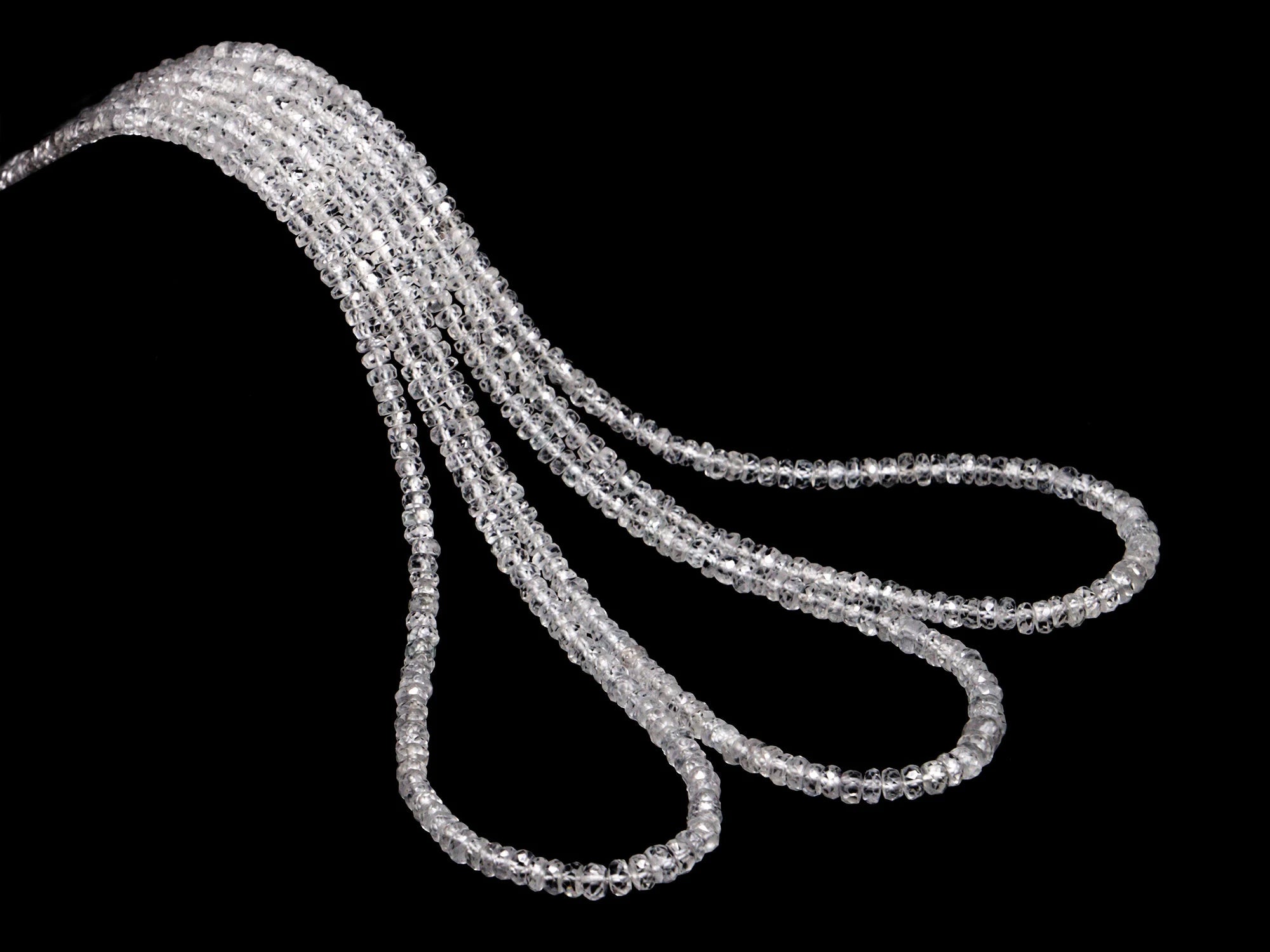 White Zircon Faceted Rondelle Beads, 3 mm To 4.5 mm, SKU2160