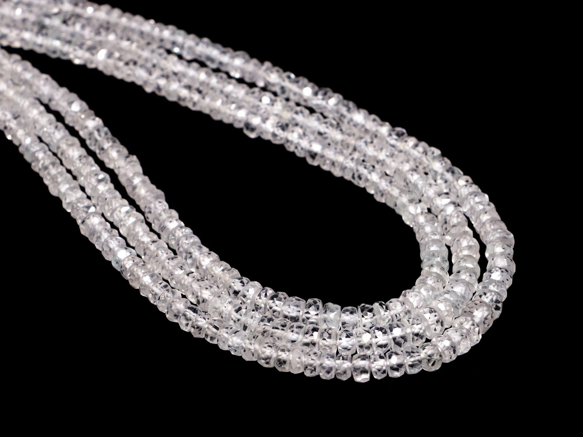 White Zircon Faceted Rondelle Beads, 3 mm To 4.5 mm, SKU2160