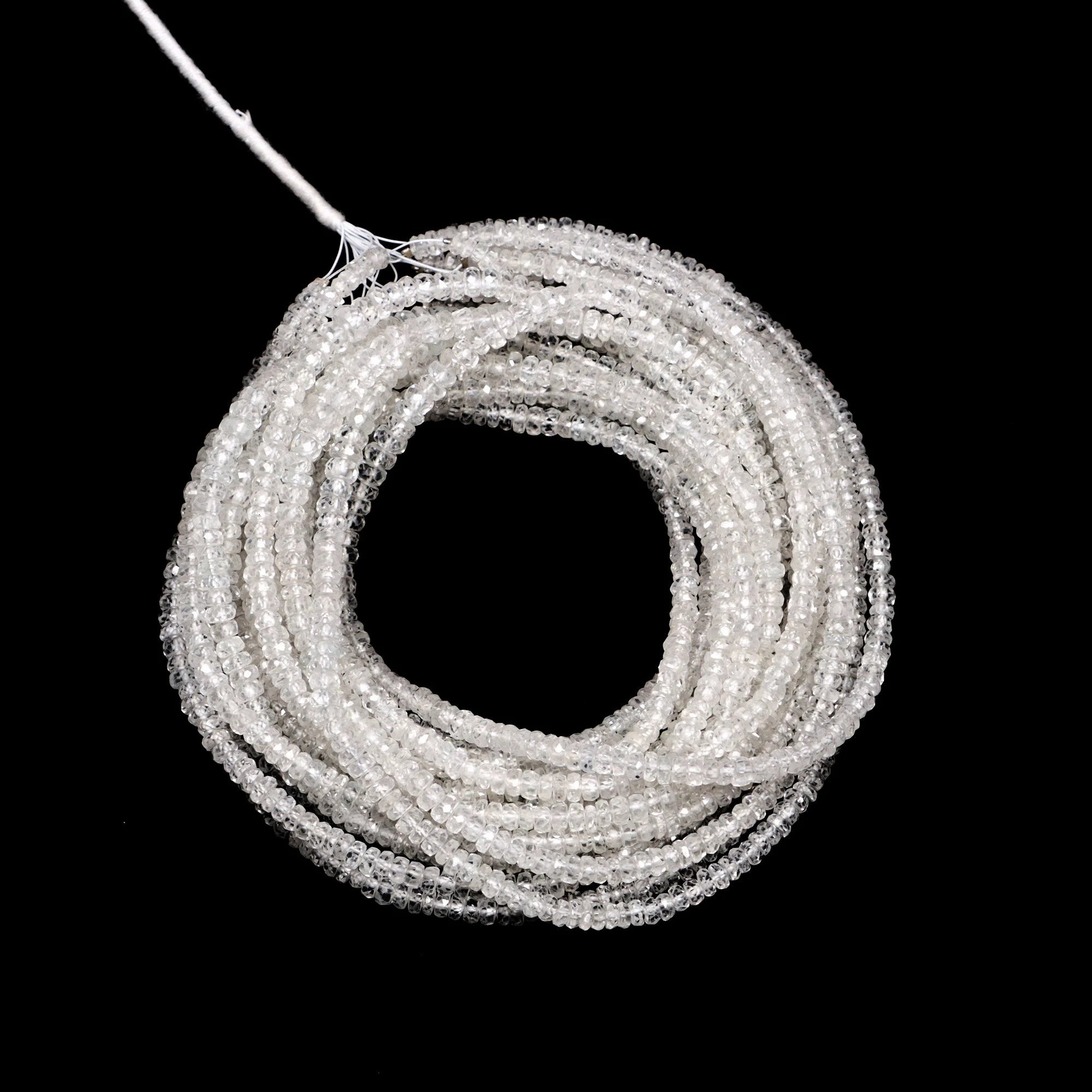 White Zircon Faceted Rondelle Beads, 3 mm To 4.5 mm, SKU2160