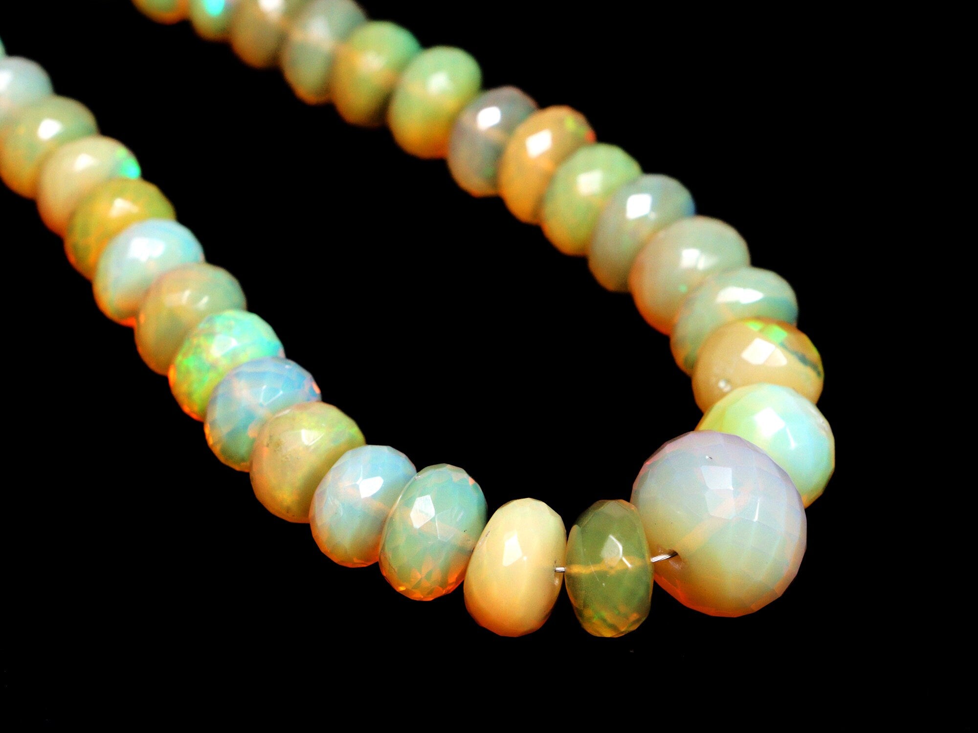 AAA Grade Natural Honey Ethiopian Opal Rondelle Beads, 5 To 9 mm, Unique Opal Beads, Beads for Jewelry, 17 Inches Beaded Strand (SKU156)