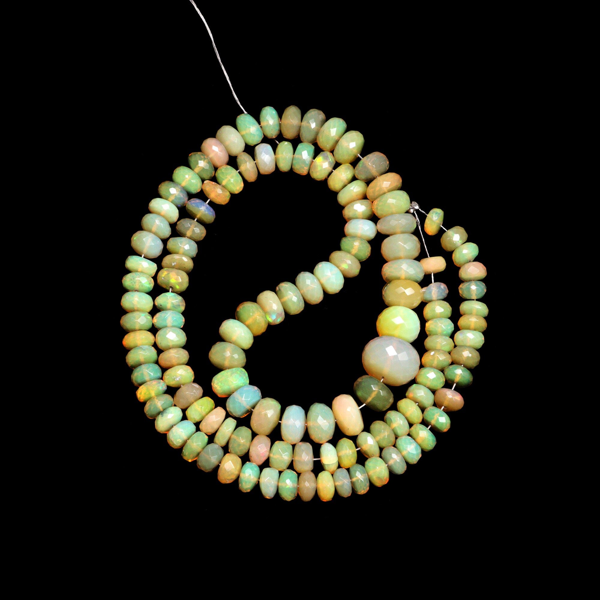 AAA Grade Natural Honey Ethiopian Opal Rondelle Beads, 5 To 9 mm, Unique Opal Beads, Beads for Jewelry, 17 Inches Beaded Strand (SKU156)