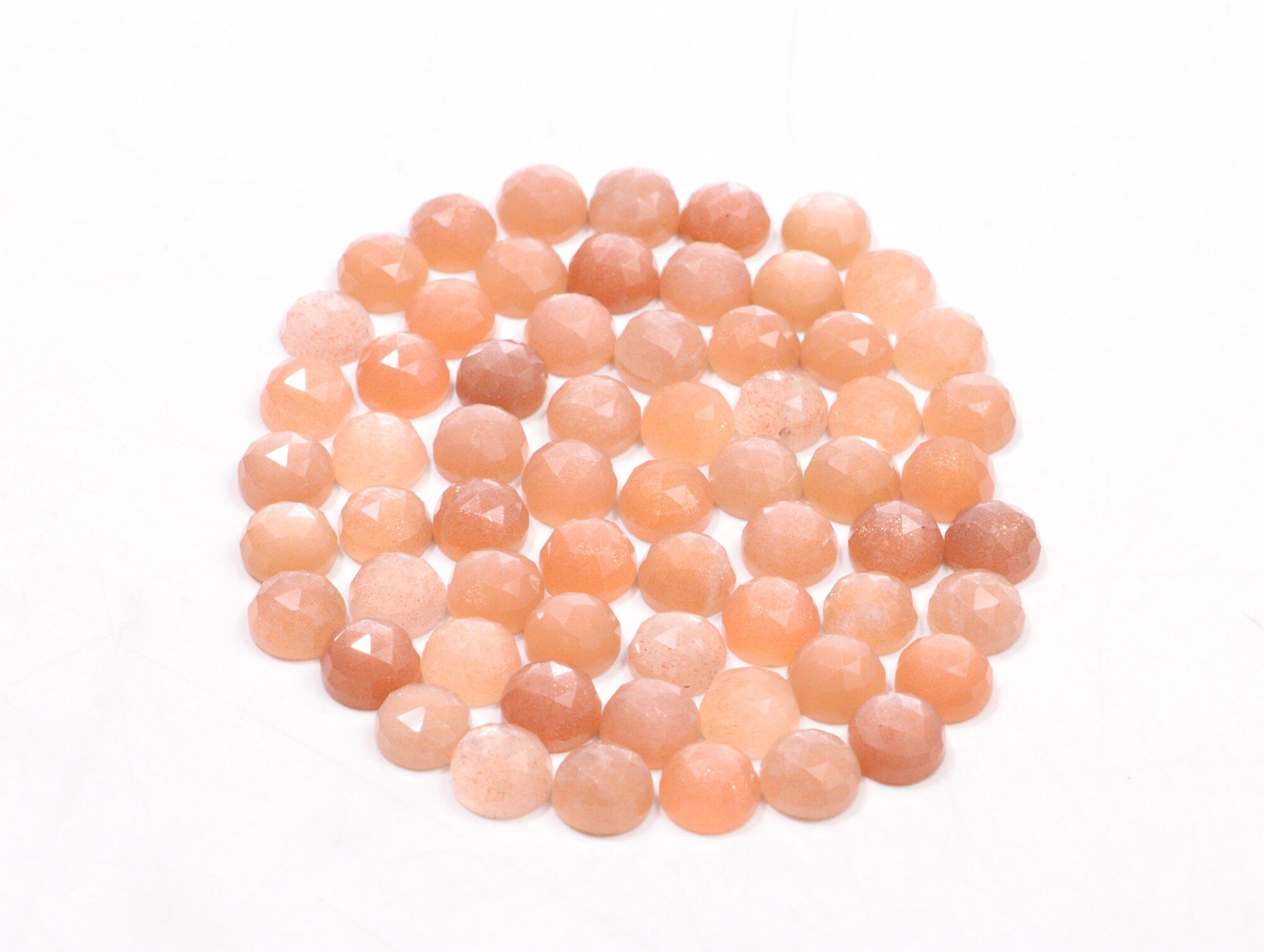 Peach Moonstone Faceted Round Loose Gemstone, 8 mm, SKU2225