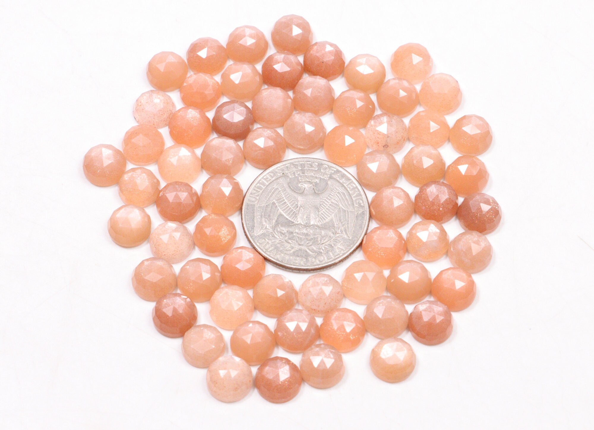 Peach Moonstone Faceted Round Loose Gemstone, 8 mm, SKU2225
