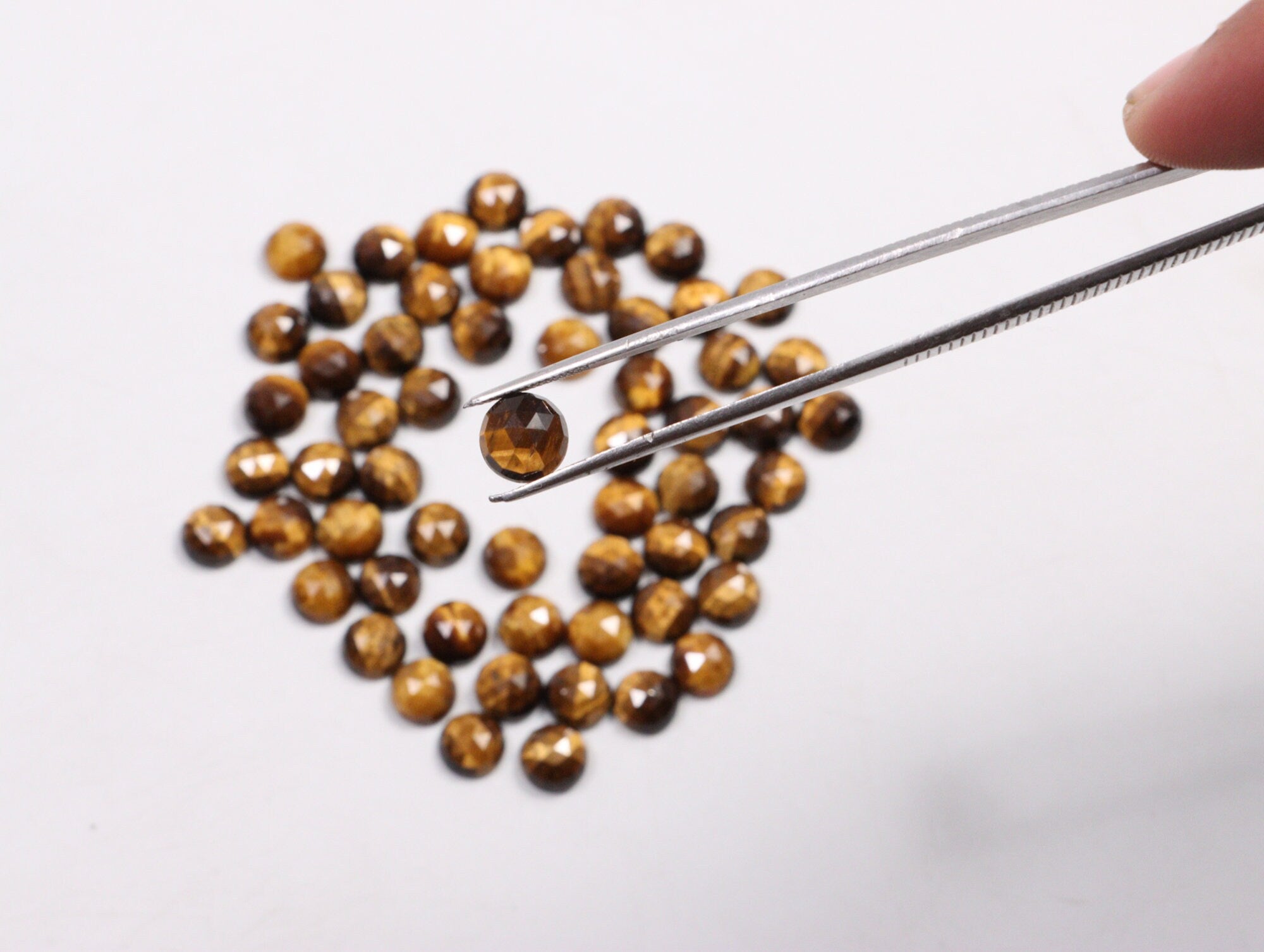 Tiger's Eye Faceted Round Loose Gemstone, 8 mm, SKU2218