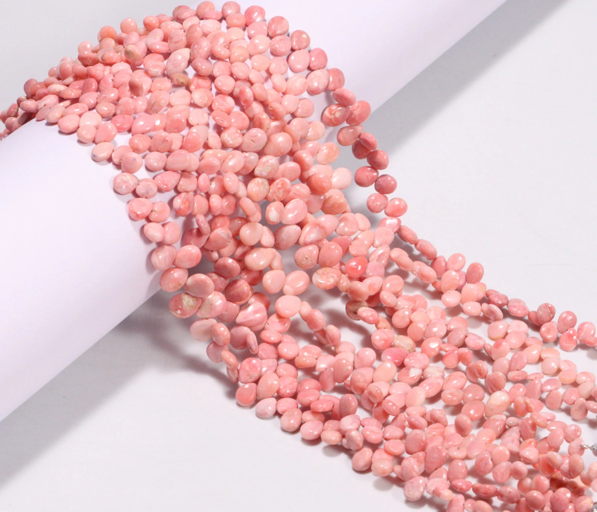 Natural Peach Opal Smooth Pear Beads, 3x4 mm To 5x7 mm, SKU2234