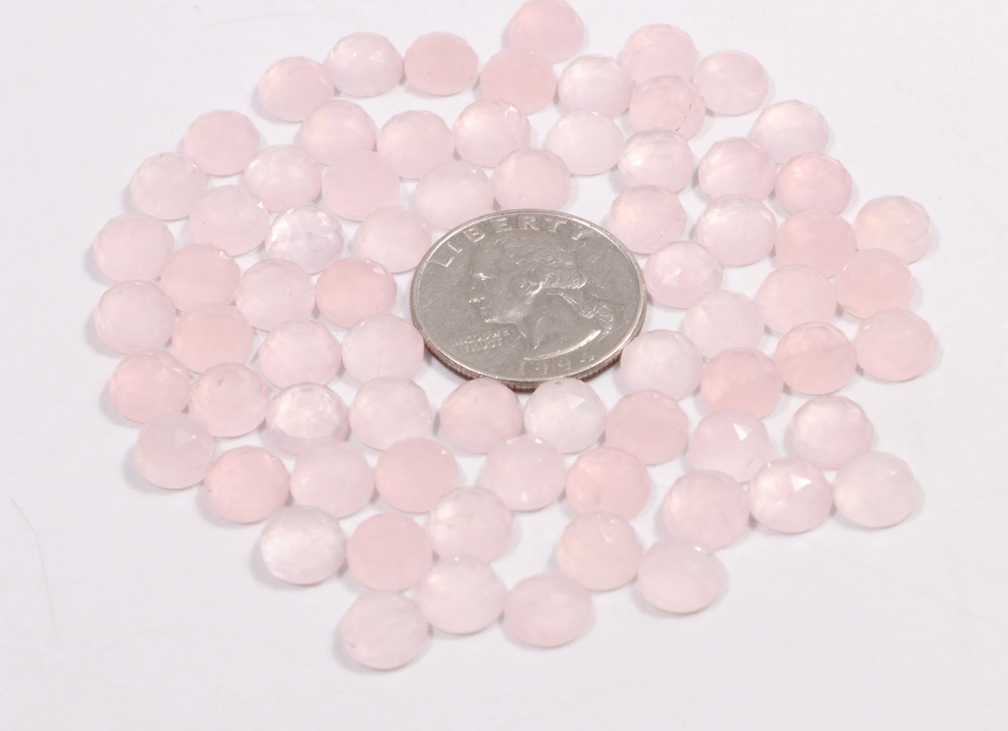 Rose Quartz Faceted Round Loose Gemstone, 8 mm, SKU2219
