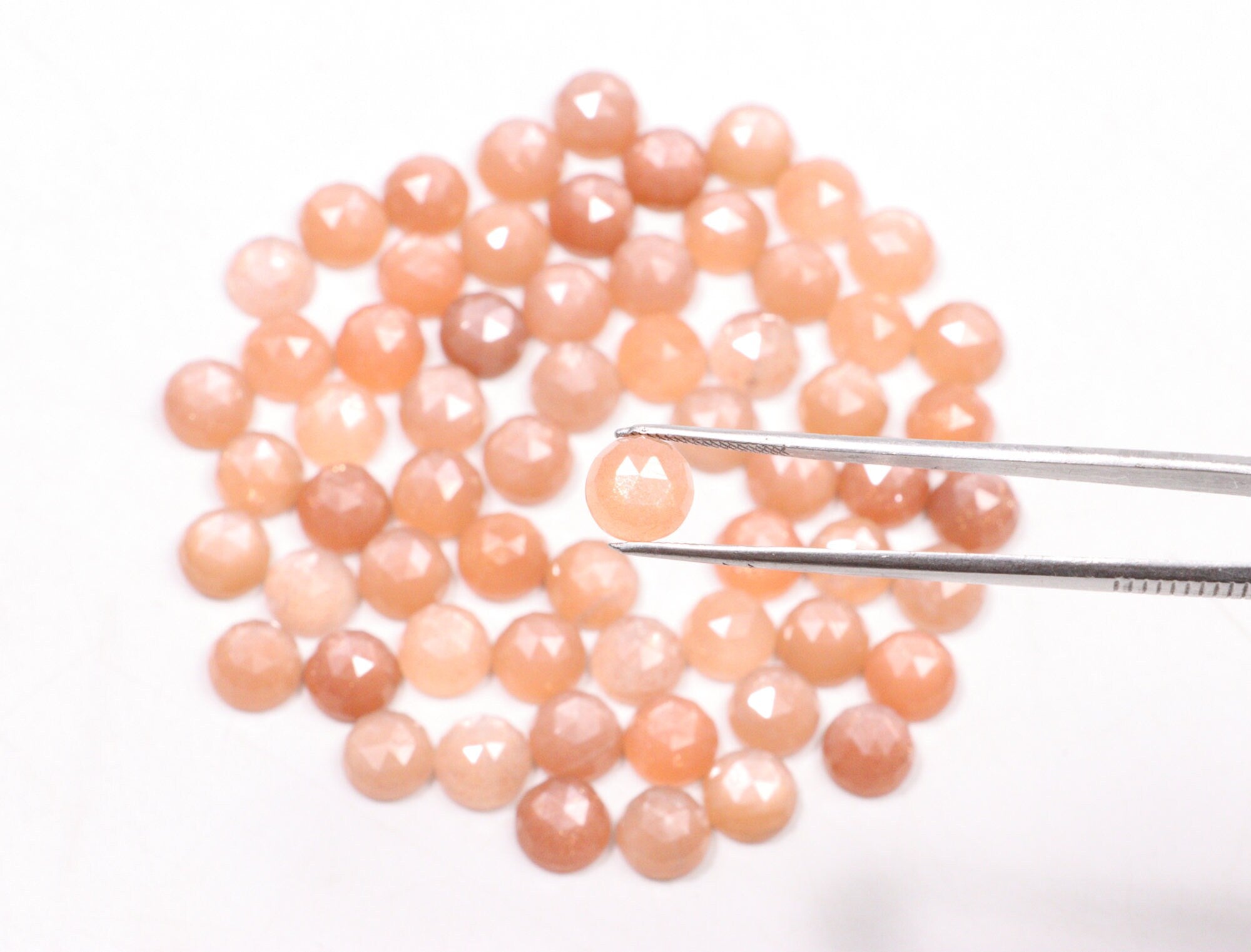 Peach Moonstone Faceted Round Loose Gemstone, 8 mm, SKU2225