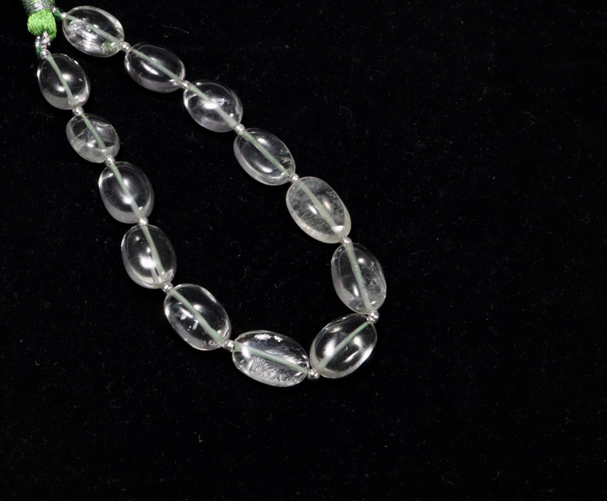 Natural Green Amethyst Smooth Oval Beads, Amethyst Oval Beads, Green Smooth Beads, Natural Tumble Beads, 8" Strand, (SKU166)