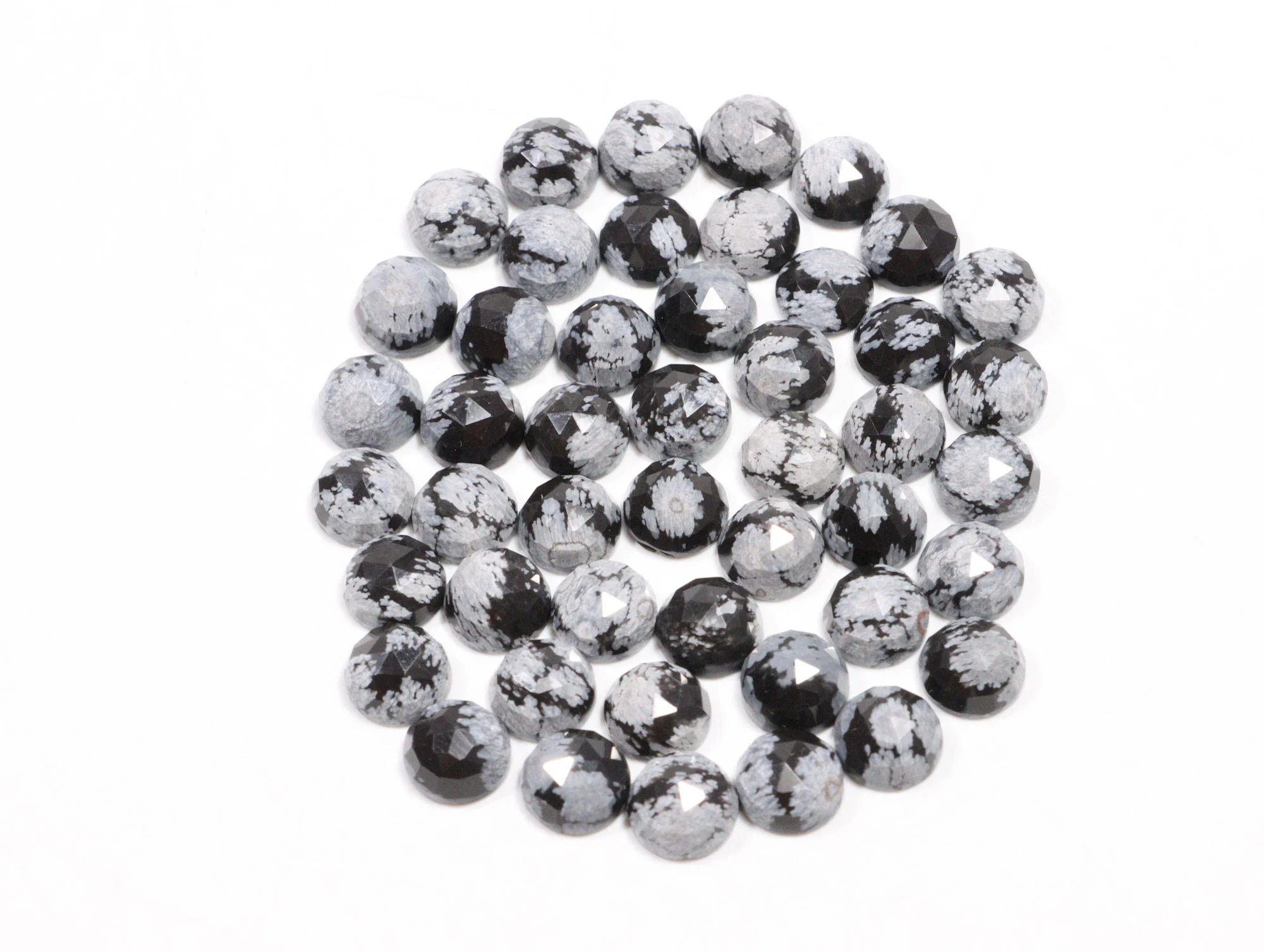 Snowflake Obsidian Faceted Round Loose Gemstone, 8 mm, SKU2233