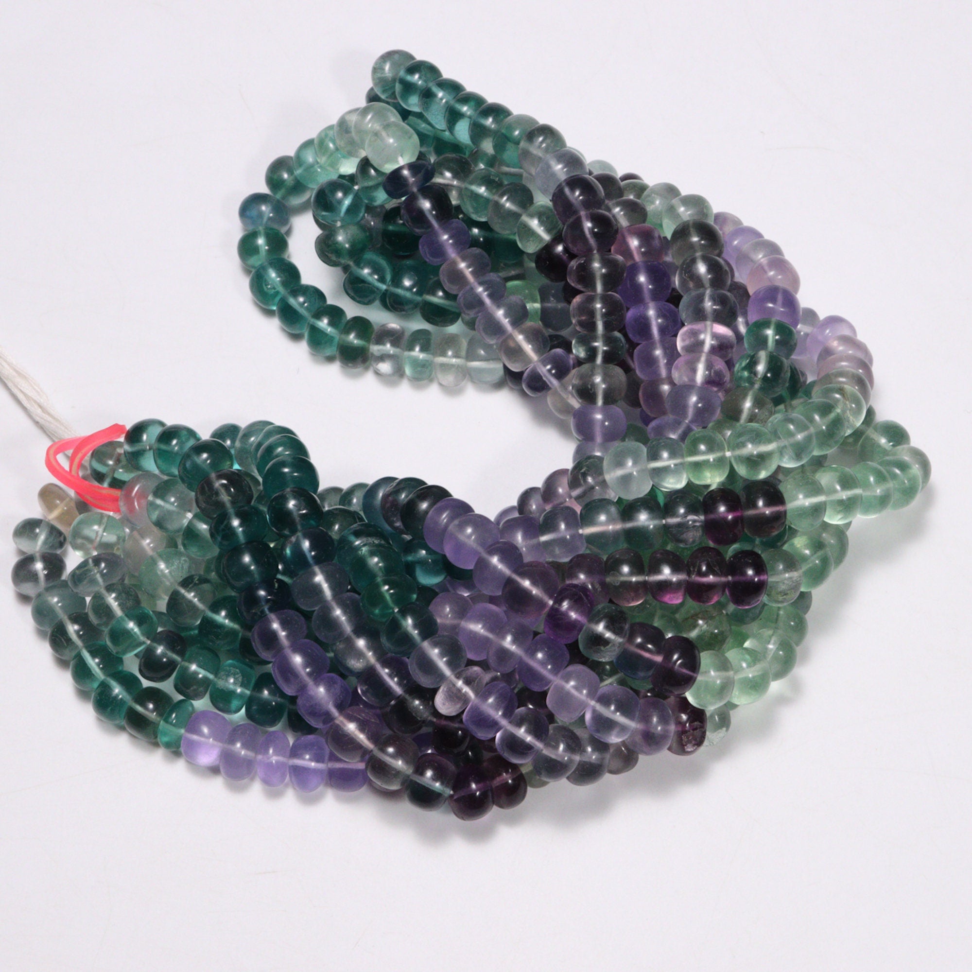 Natural Multi Fluorite Smooth Rondelle Beads, Multi Fluorite Beads, Multi Fluorite Jewelry Making Gemstone Beads, 18 Inch Strand