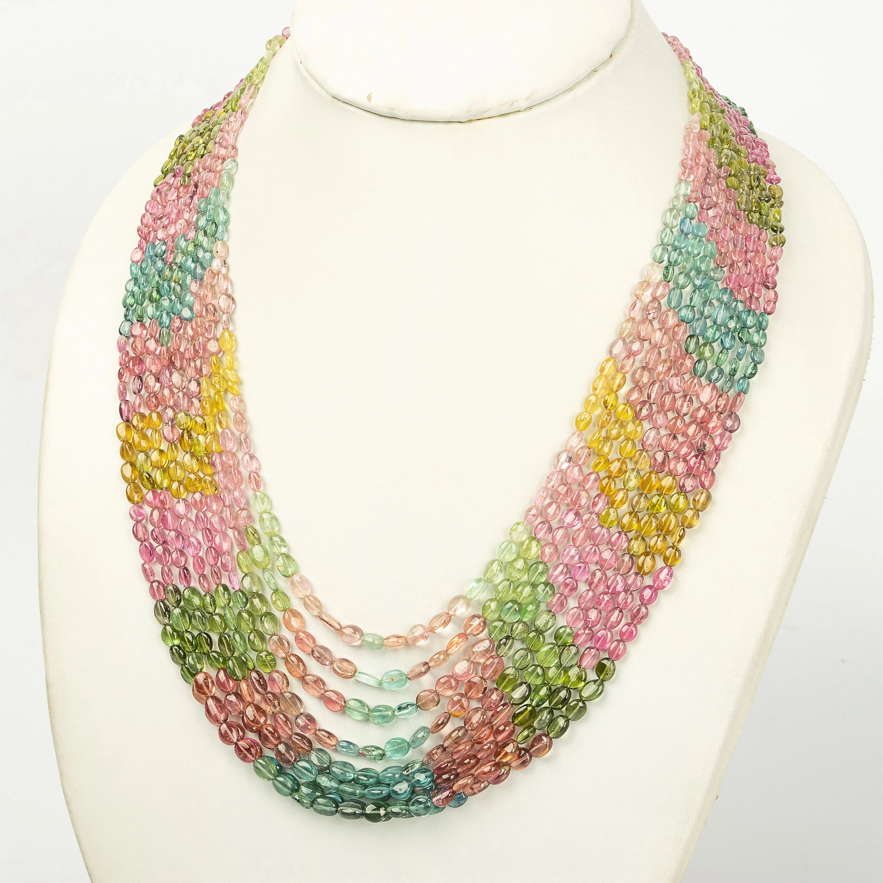 AA Quality Multi Tourmaline Smooth Oval Necklace, Handmade Beaded Necklace, Unique Gift, SKU2187