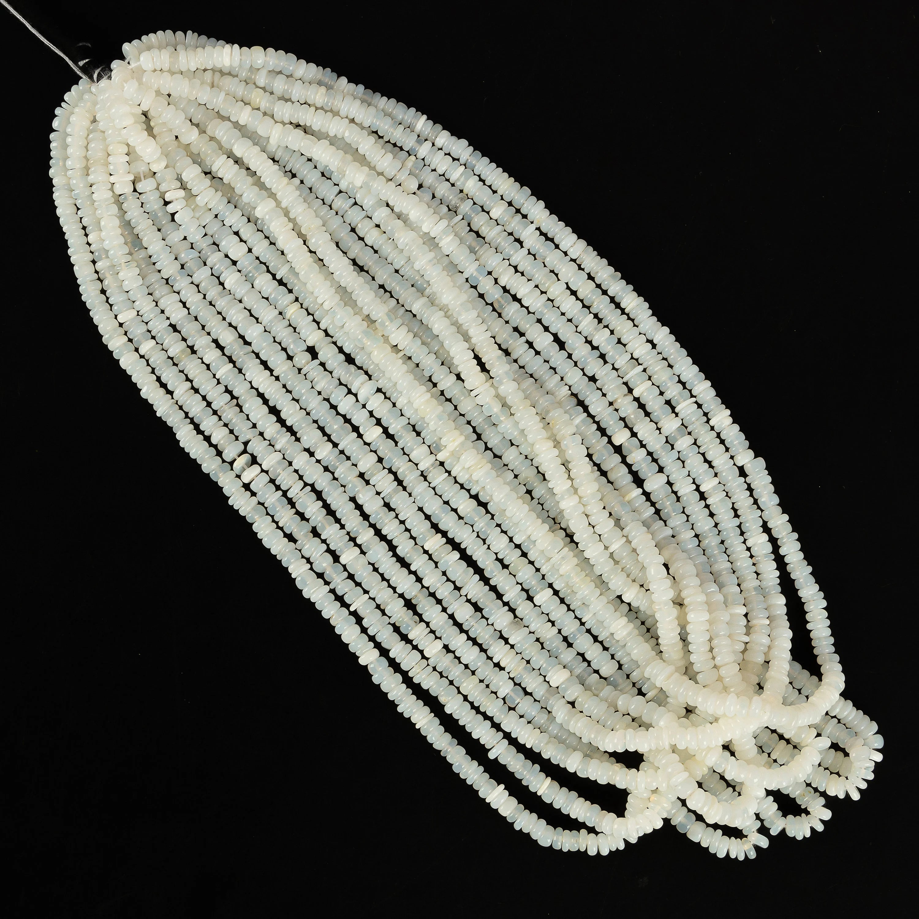 Natural White Opal Smooth Heishi Tyre Beads, 16 Inch Strand, SKU2203