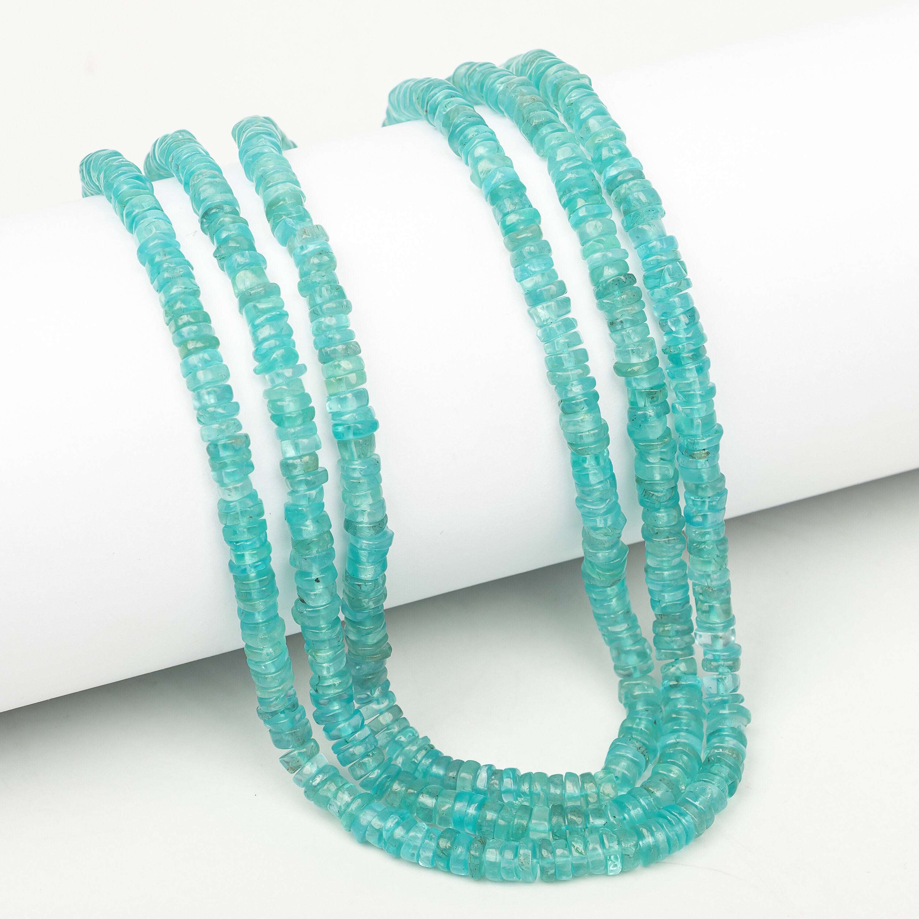 Sky Apatite Smooth Tyre Beads, Apatite Heishi Beads, SKU2205