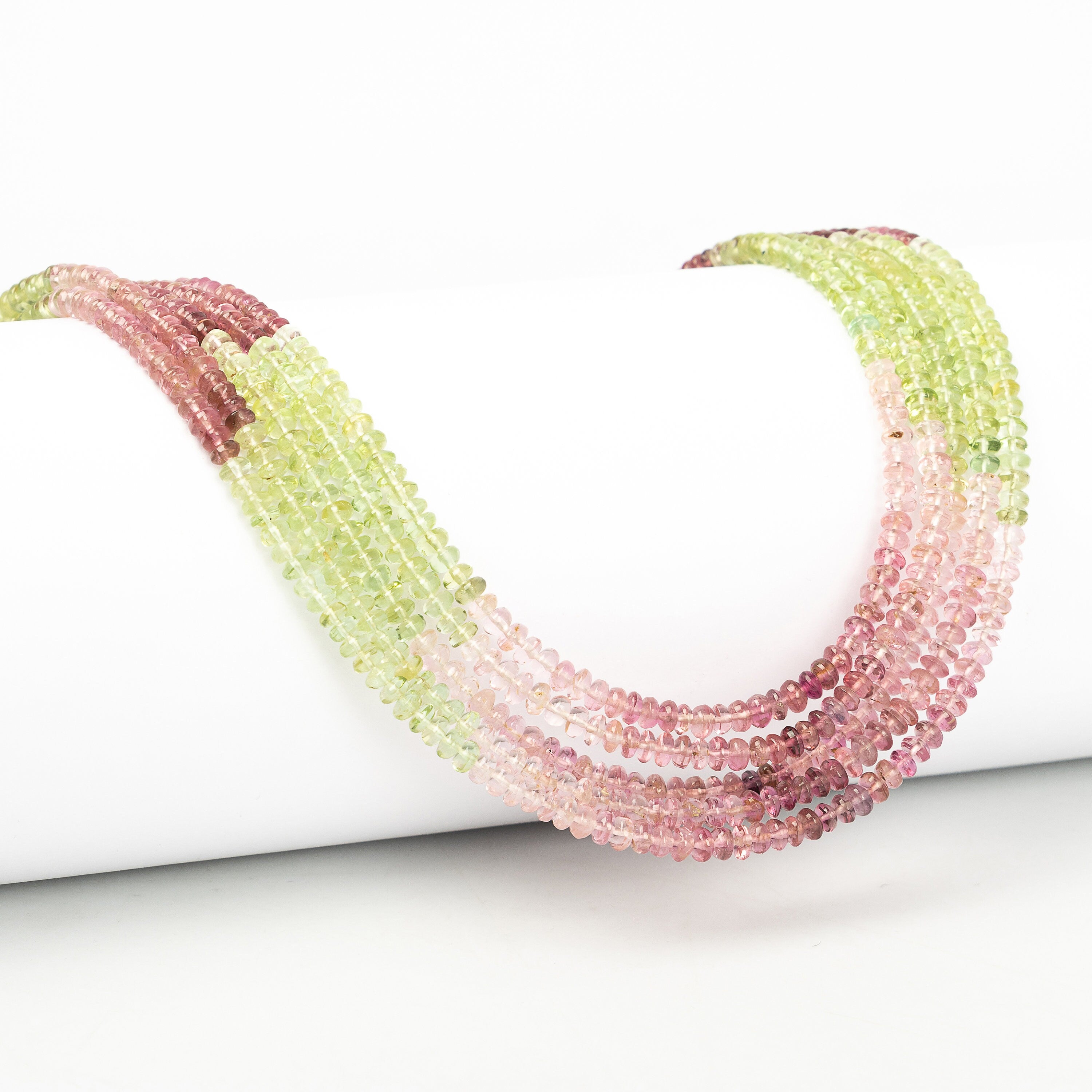 Multi Tourmaline Smooth Rondelle Beads, 2.5 mm To 3 mm, Pink Tourmaline Beads, Multi Tourmaline Jewelry Making Gemstone Beads