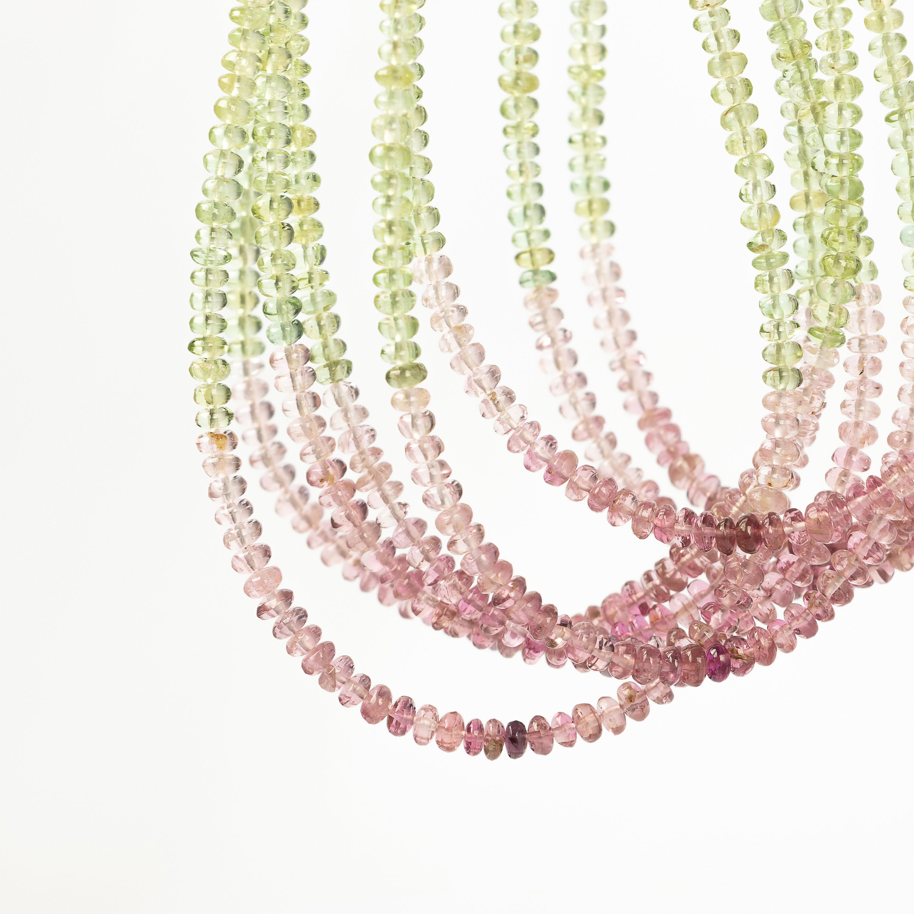 Multi Tourmaline Smooth Rondelle Beads, 2.5 mm To 3 mm, Pink Tourmaline Beads, Multi Tourmaline Jewelry Making Gemstone Beads