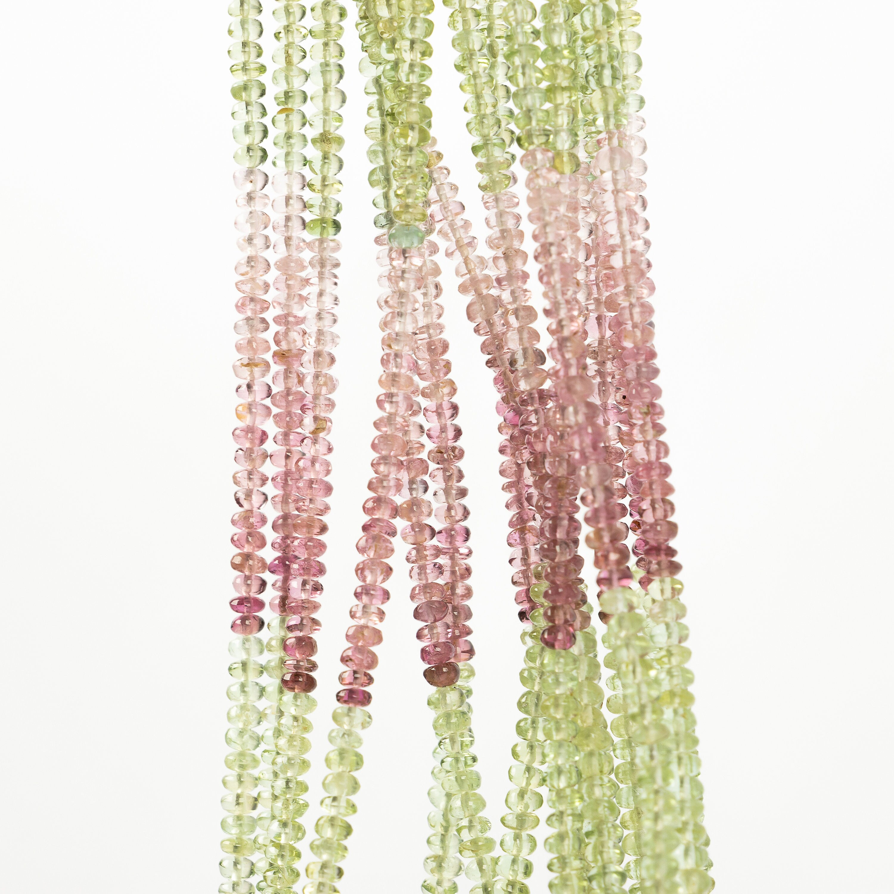 Multi Tourmaline Smooth Rondelle Beads, 2.5 mm To 3 mm, Pink Tourmaline Beads, Multi Tourmaline Jewelry Making Gemstone Beads