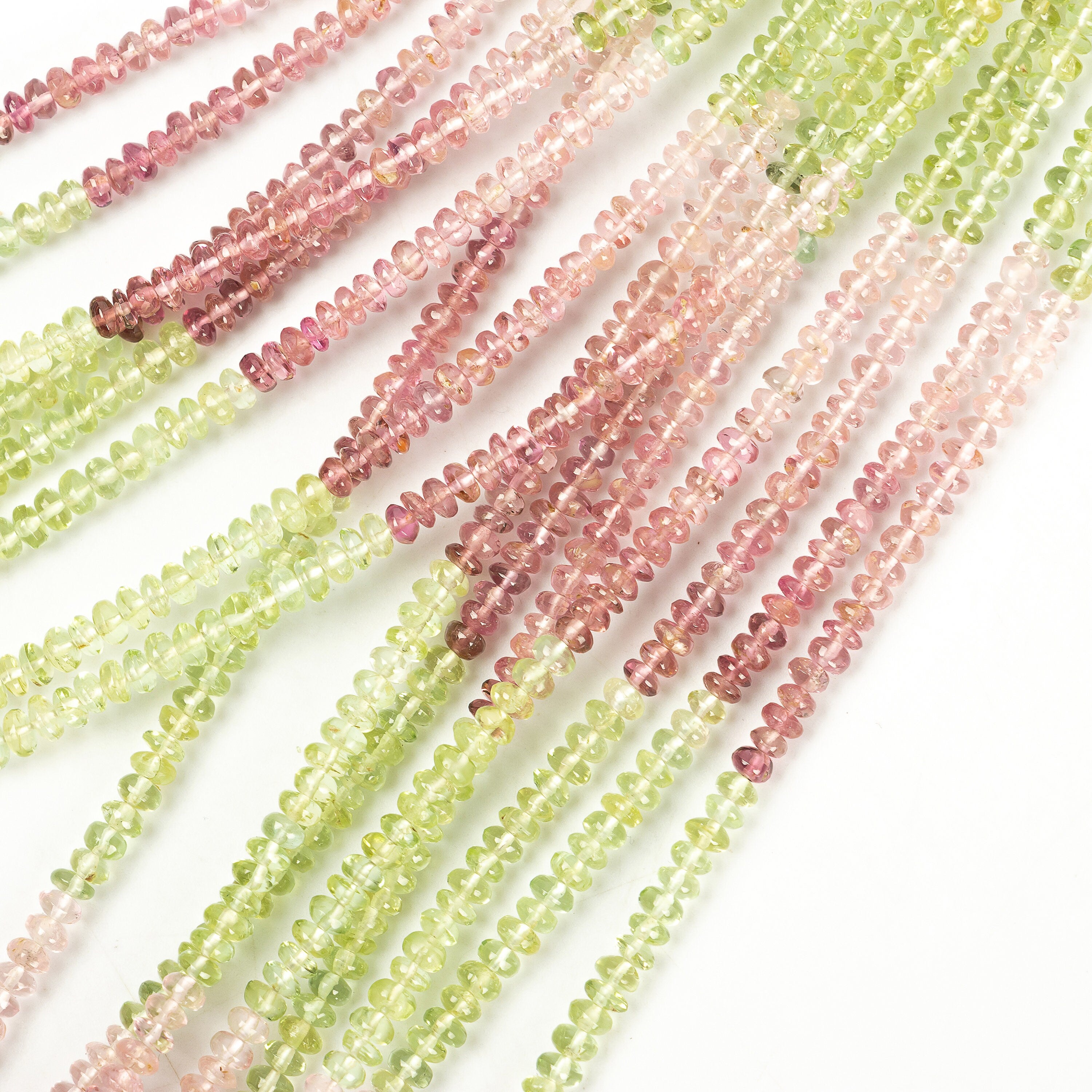 Multi Tourmaline Smooth Rondelle Beads, 2.5 mm To 3 mm, Pink Tourmaline Beads, Multi Tourmaline Jewelry Making Gemstone Beads