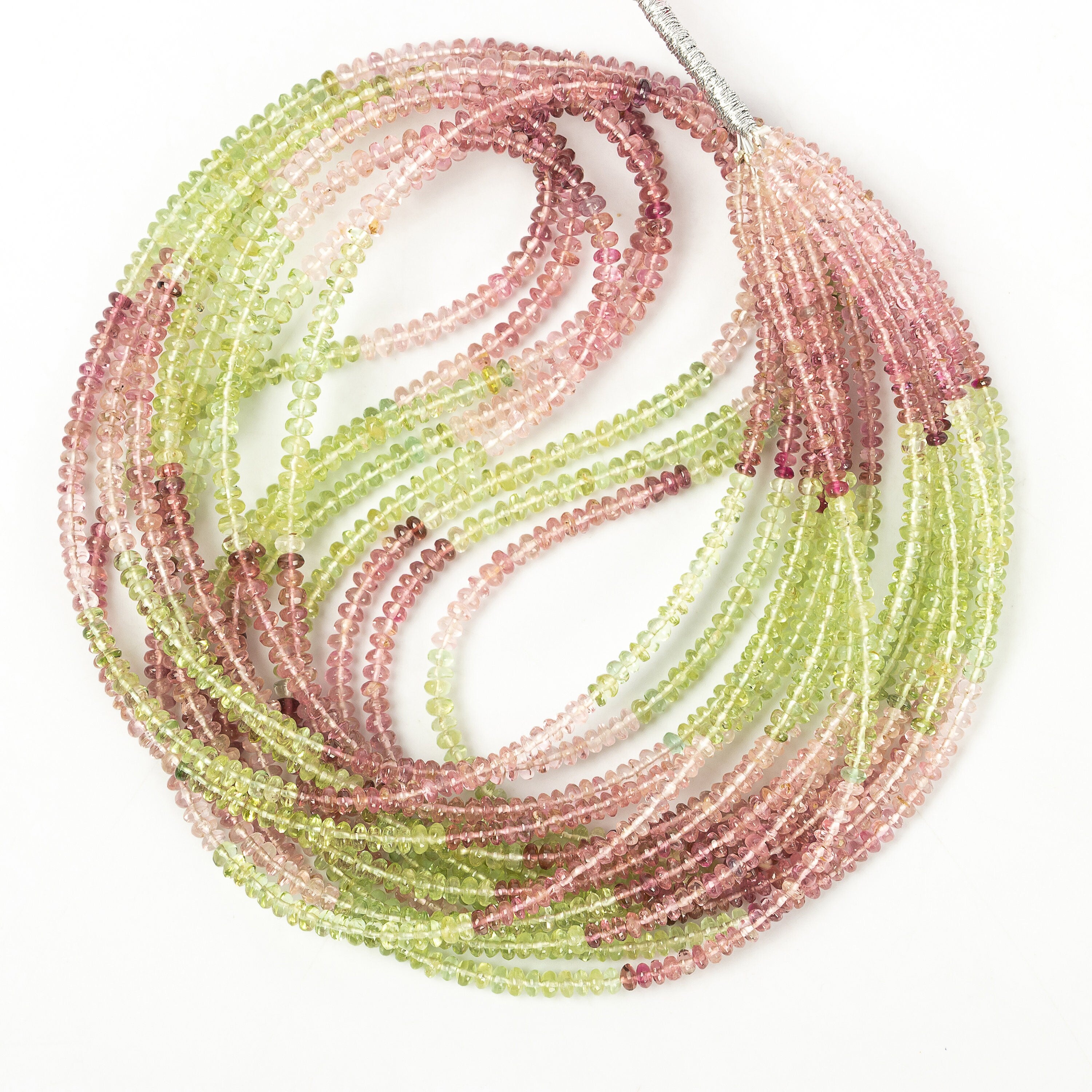 Multi Tourmaline Smooth Rondelle Beads, 2.5 mm To 3 mm, Pink Tourmaline Beads, Multi Tourmaline Jewelry Making Gemstone Beads