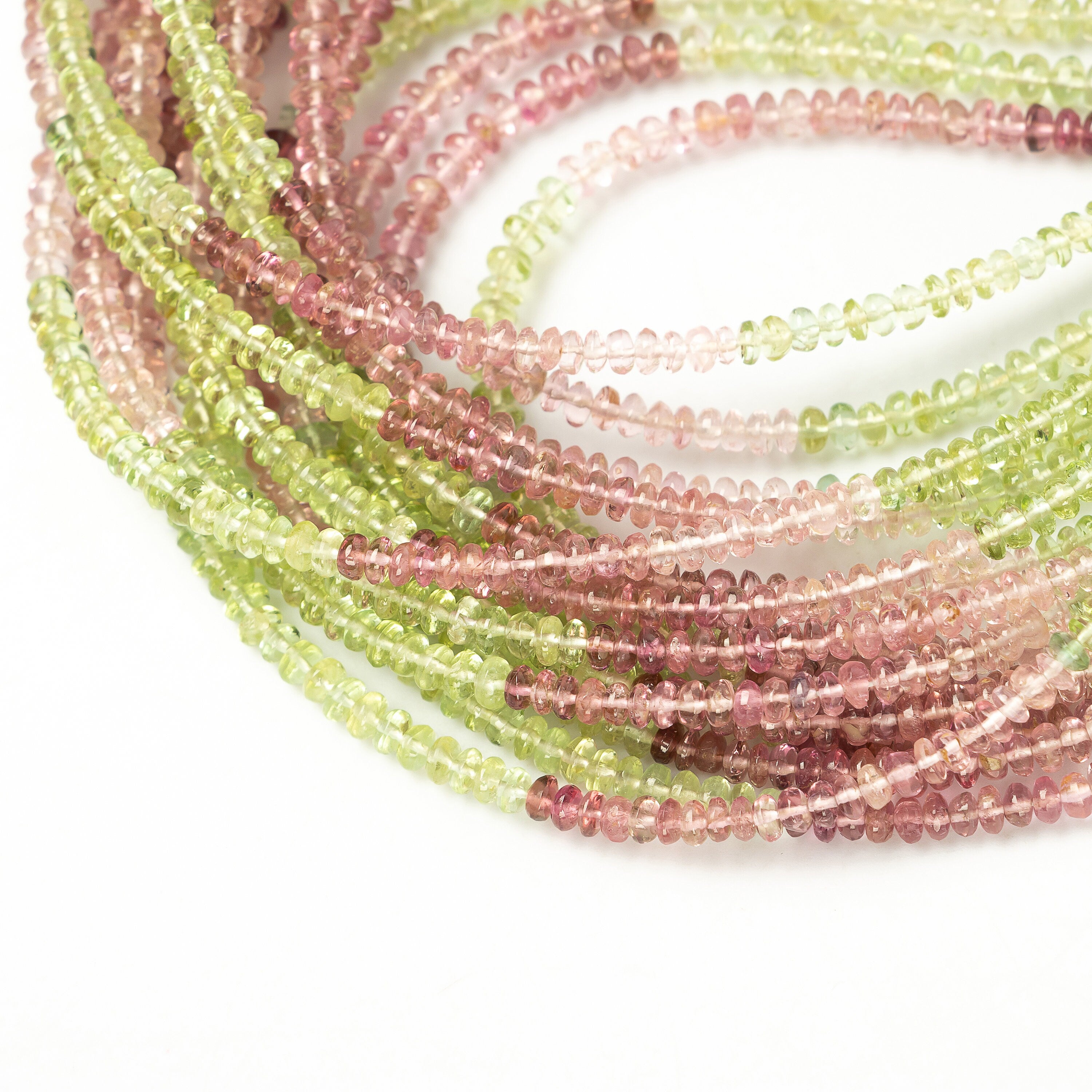 Multi Tourmaline Smooth Rondelle Beads, 2.5 mm To 3 mm, Pink Tourmaline Beads, Multi Tourmaline Jewelry Making Gemstone Beads