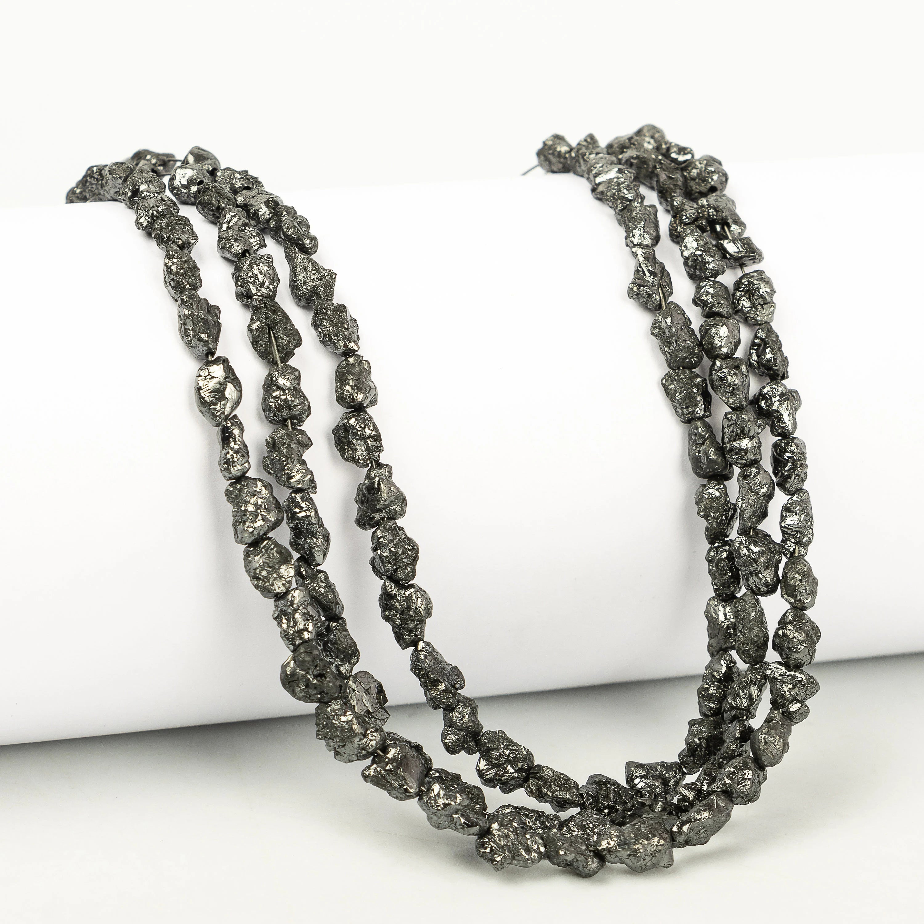 Elongated Black Diamond uncut Beads, Black Diamond Organic Rough Beads, SKU2268