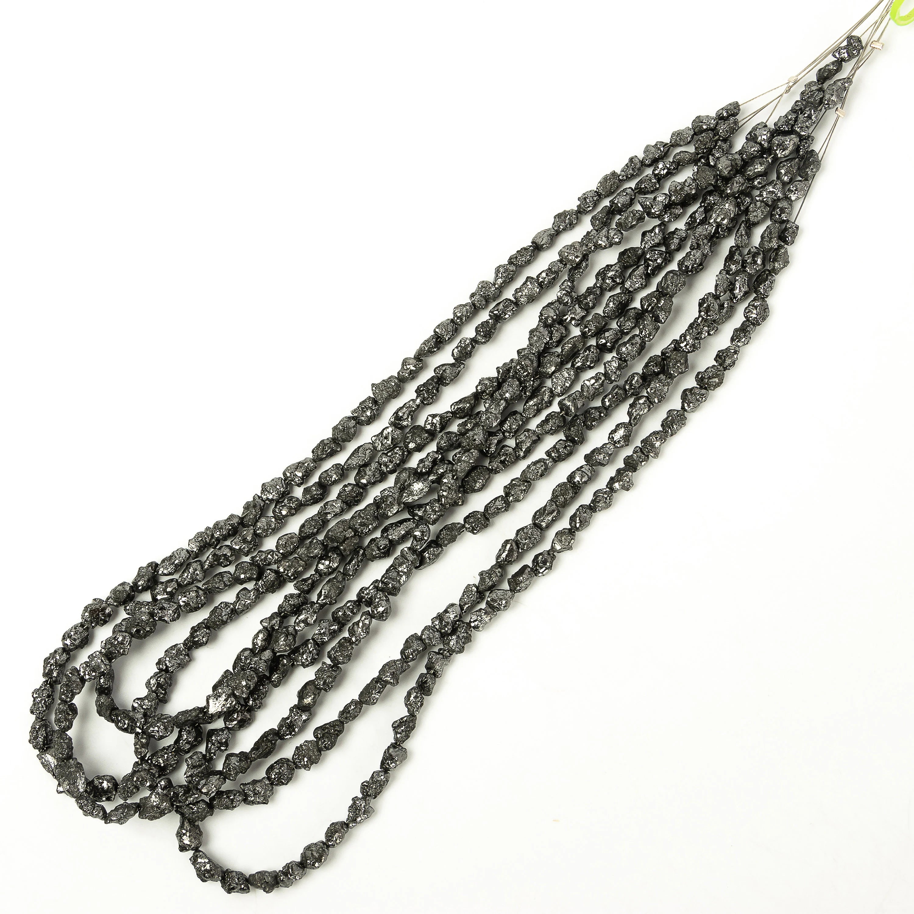 Elongated Black Diamond uncut Beads, Black Diamond Organic Rough Beads, SKU2268
