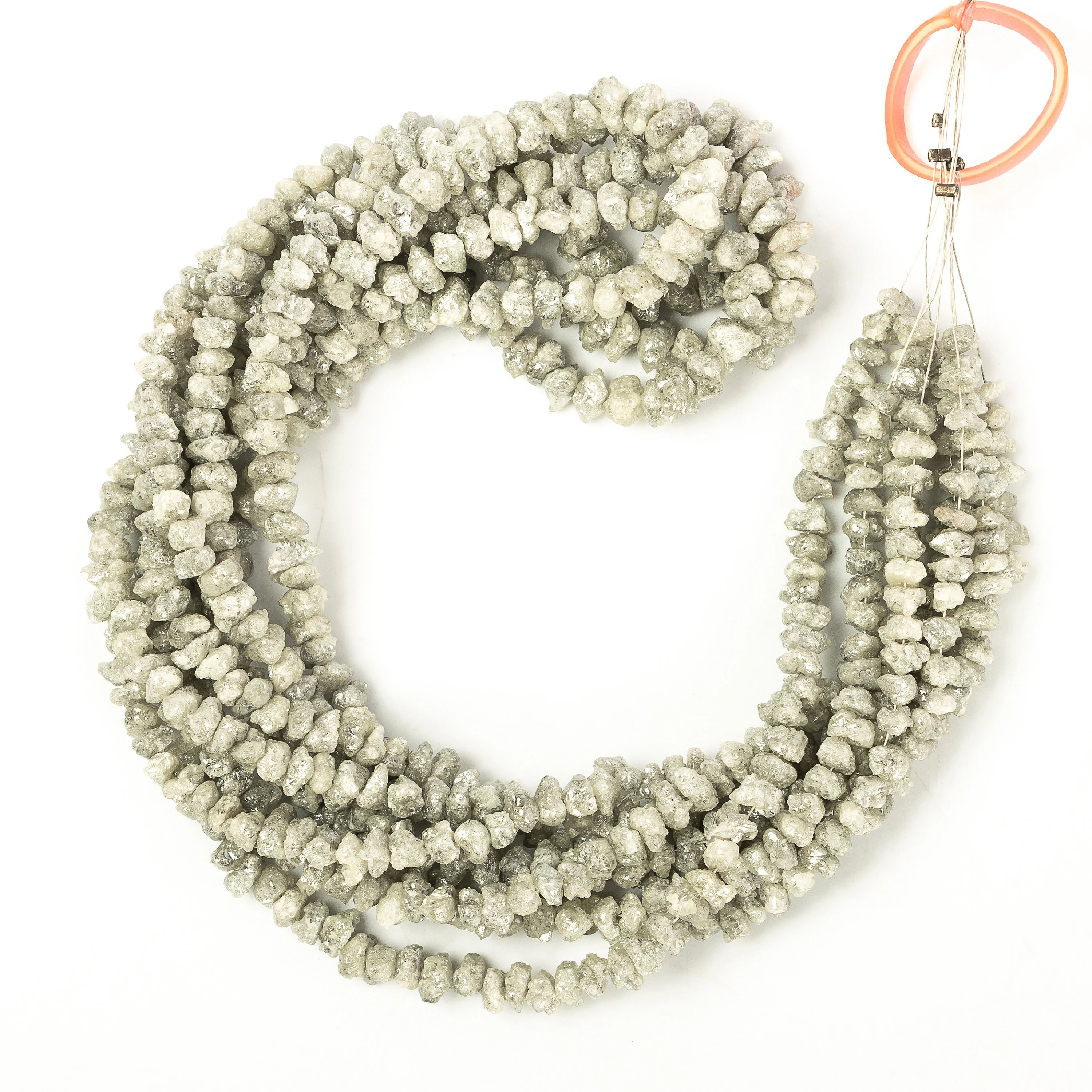 Grey Diamond Uncut Beads, Off White Diamond Uncut Raw Beads, SKU2271