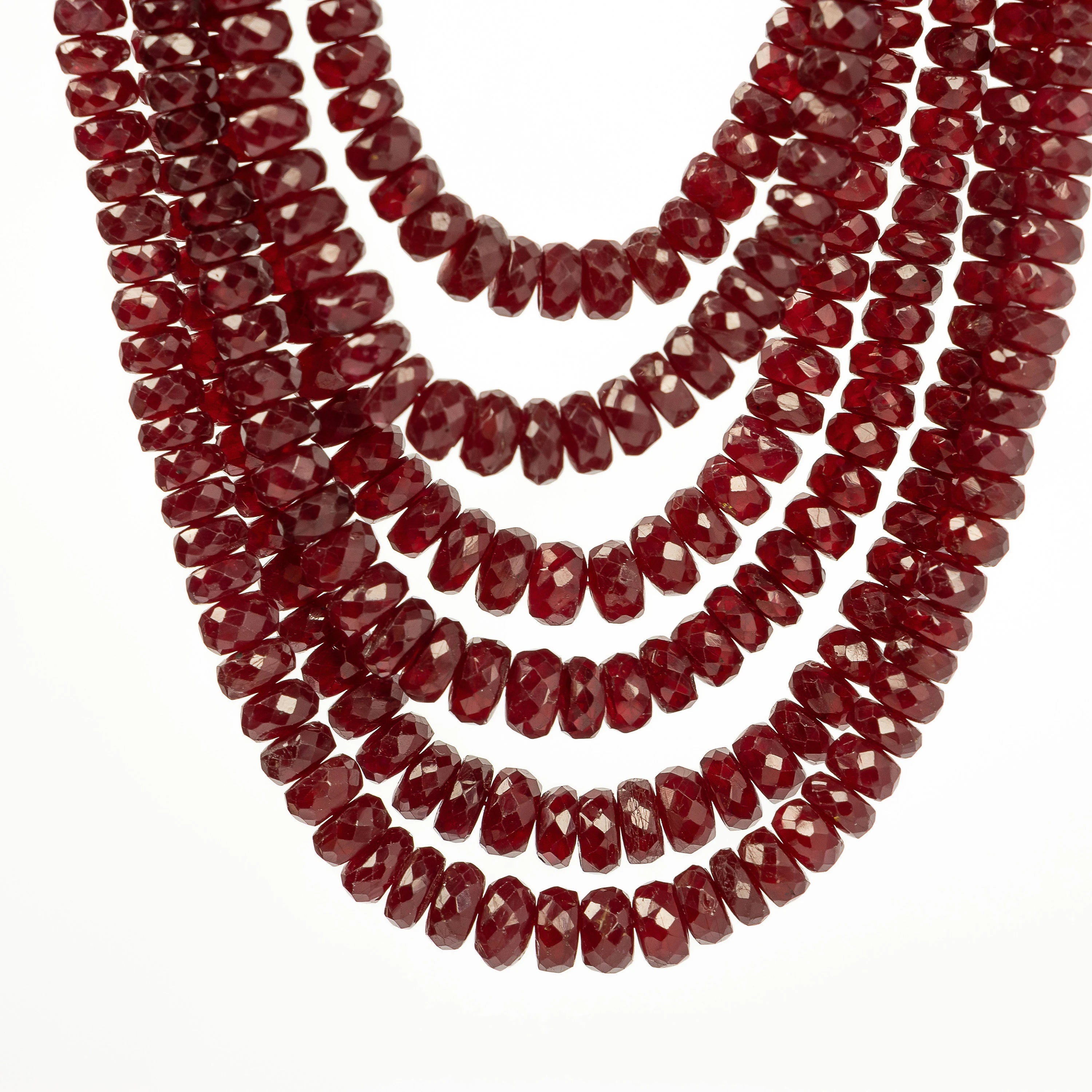 Ruby Longido Beads, Natural Ruby Faceted Rondelle Beads, 3.5 mm - 5 mm, SKU2190