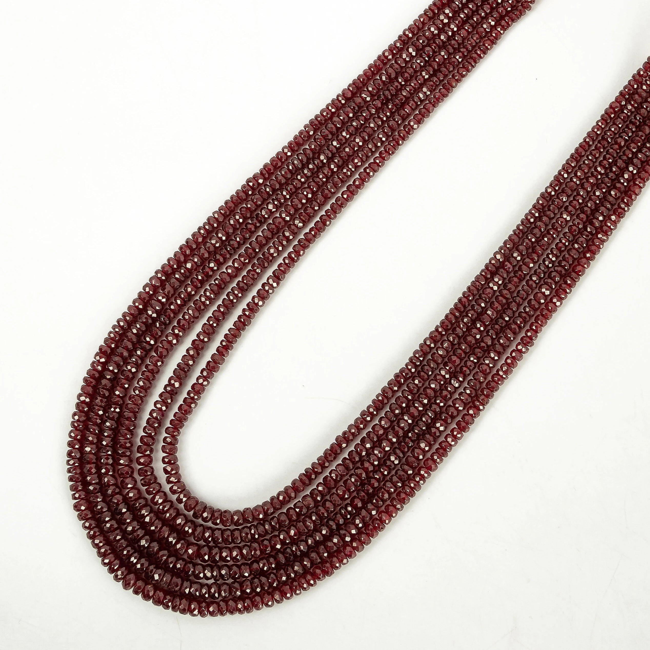 Ruby Longido Beads, Natural Ruby Faceted Rondelle Beads, 3.5 mm - 5 mm, SKU2190