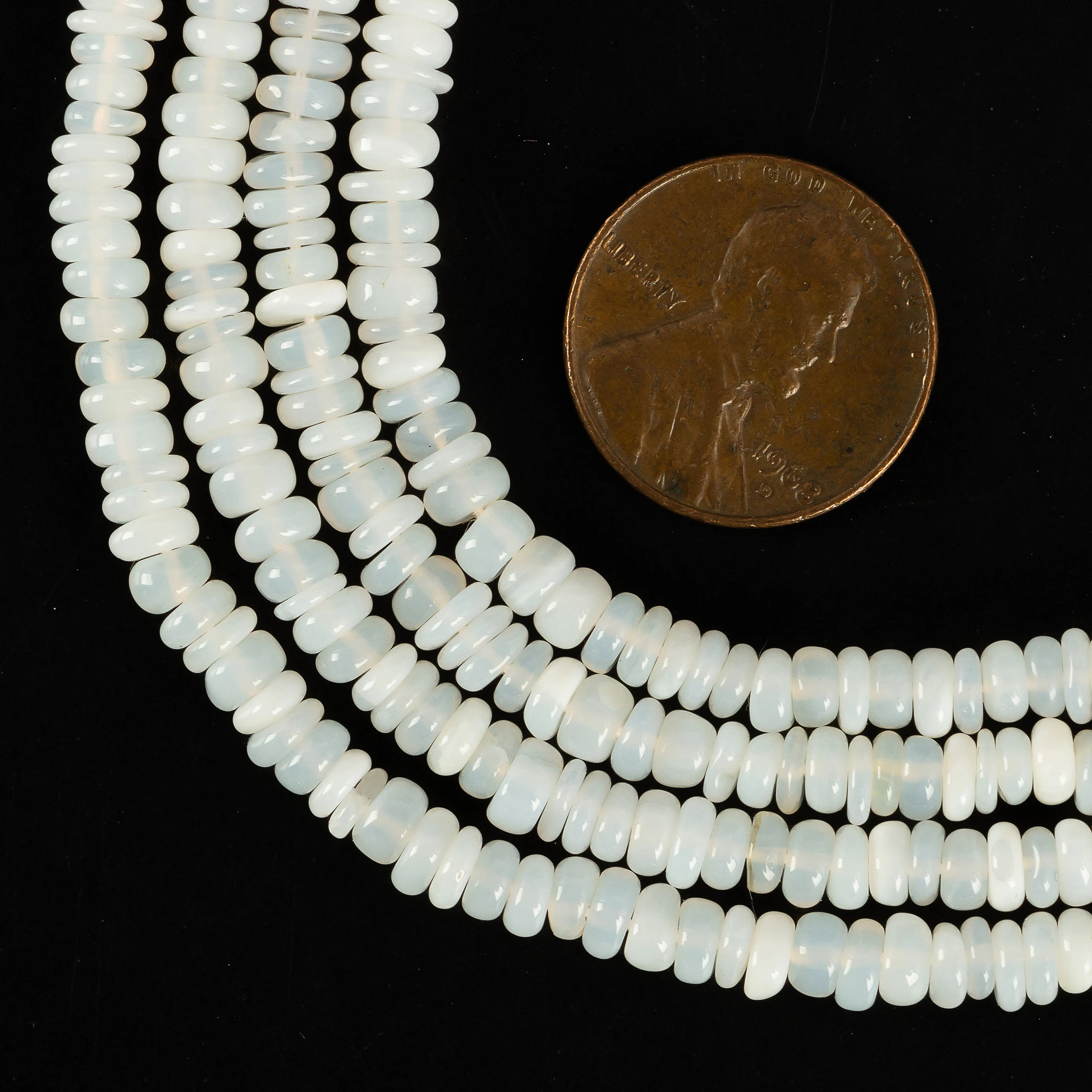 Natural White Opal Smooth Heishi Tyre Beads, 16 Inch Strand, SKU2203