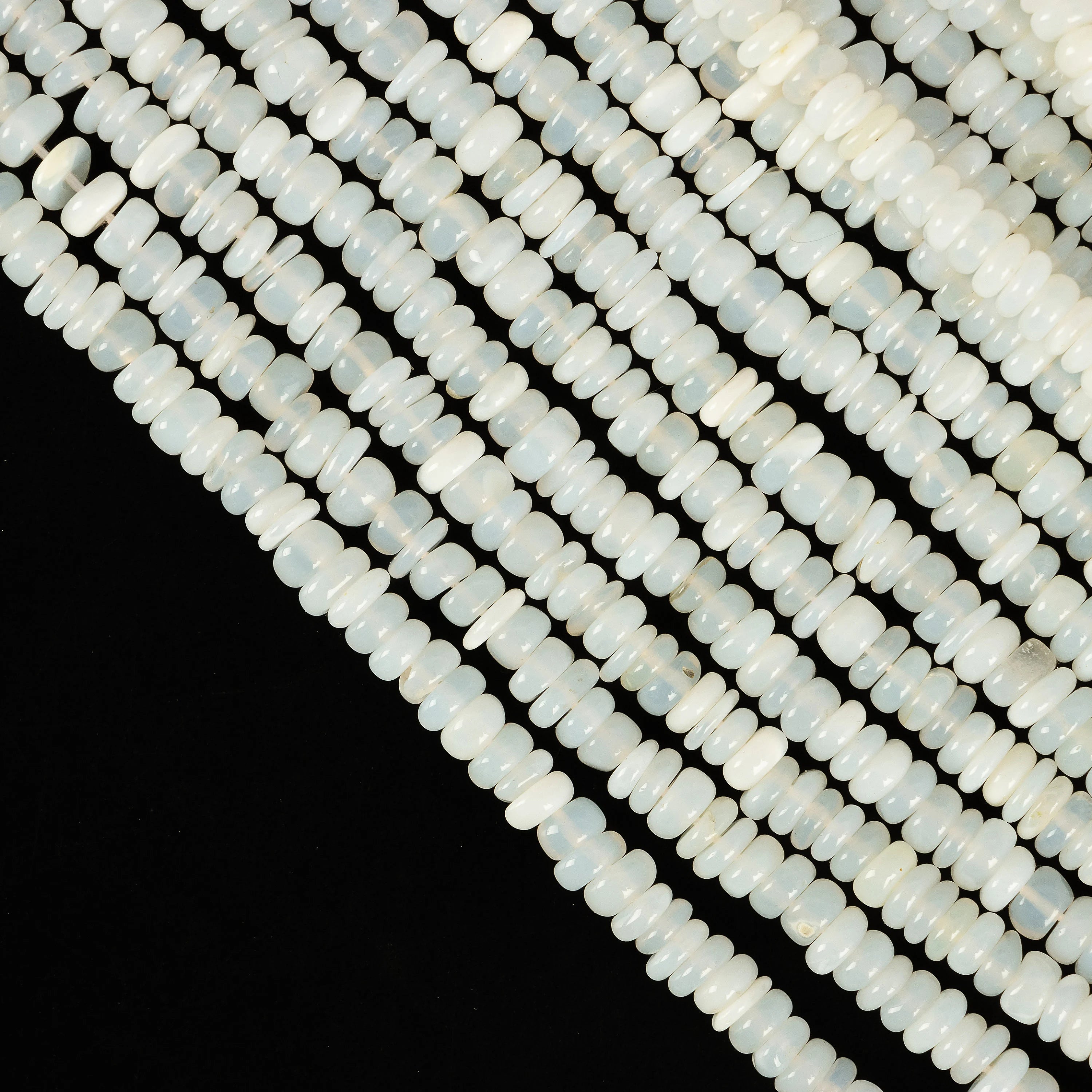 Natural White Opal Smooth Heishi Tyre Beads, 16 Inch Strand, SKU2203