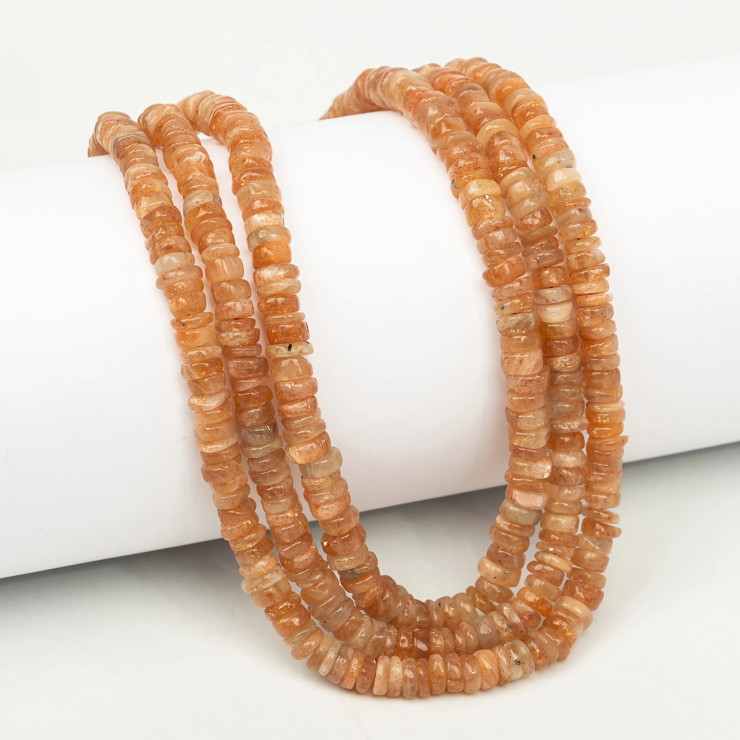 Sunstone Smooth Tyre Beads, Sunstone Heishi Beads, SKU2206