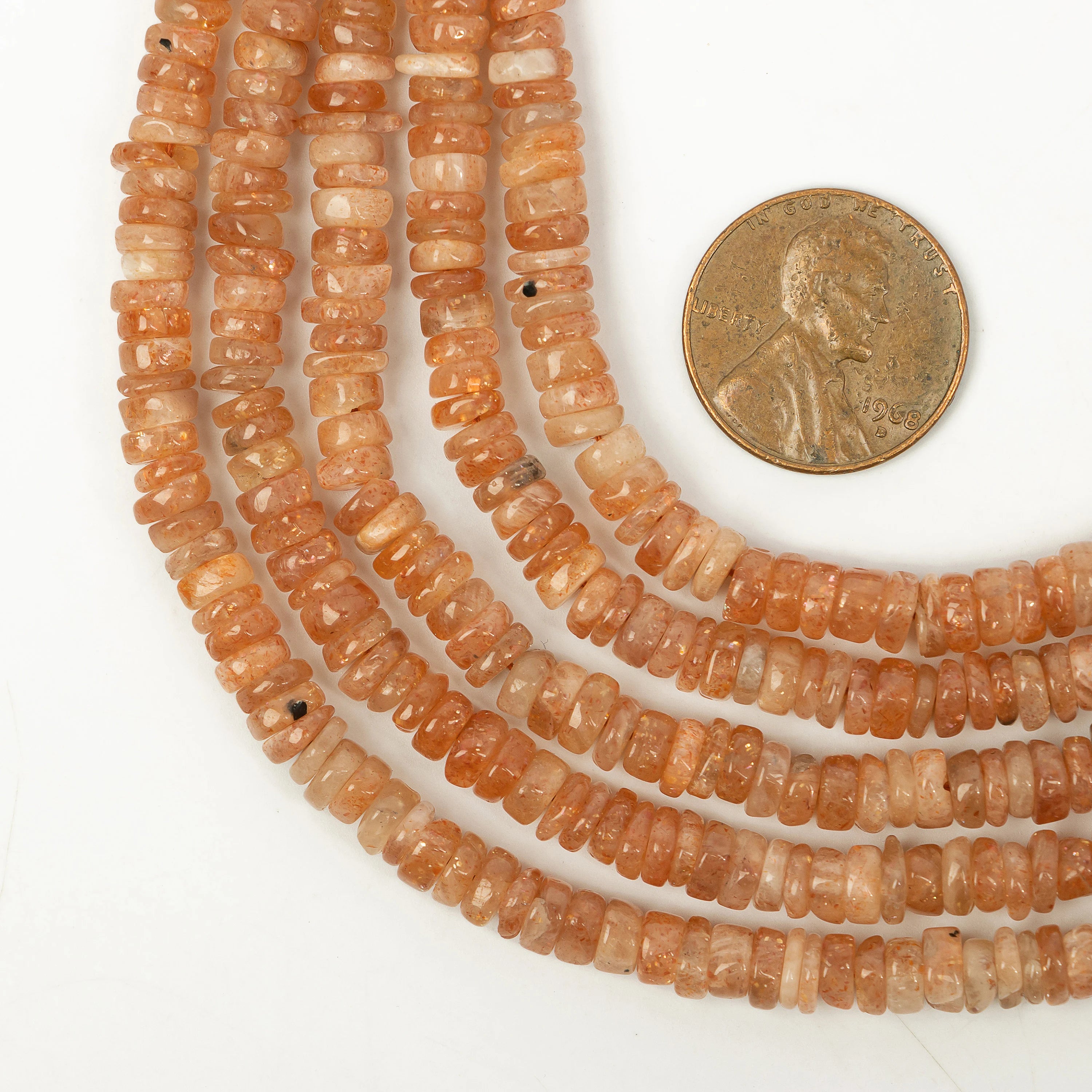 Sunstone Smooth Tyre Beads, Sunstone Heishi Beads, SKU2206
