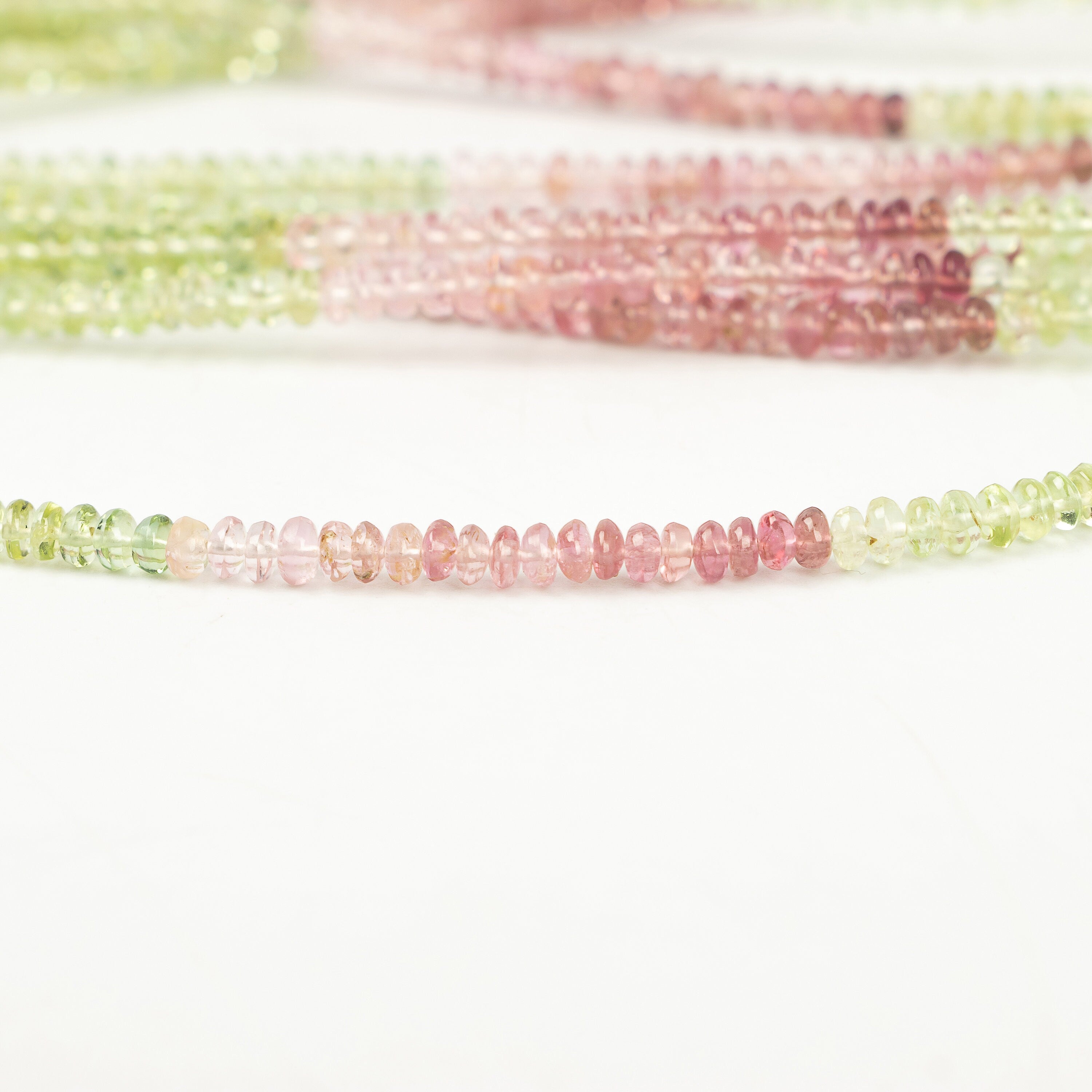 Multi Tourmaline Smooth Rondelle Beads, 2.5 mm To 3 mm, Pink Tourmaline Beads, Multi Tourmaline Jewelry Making Gemstone Beads