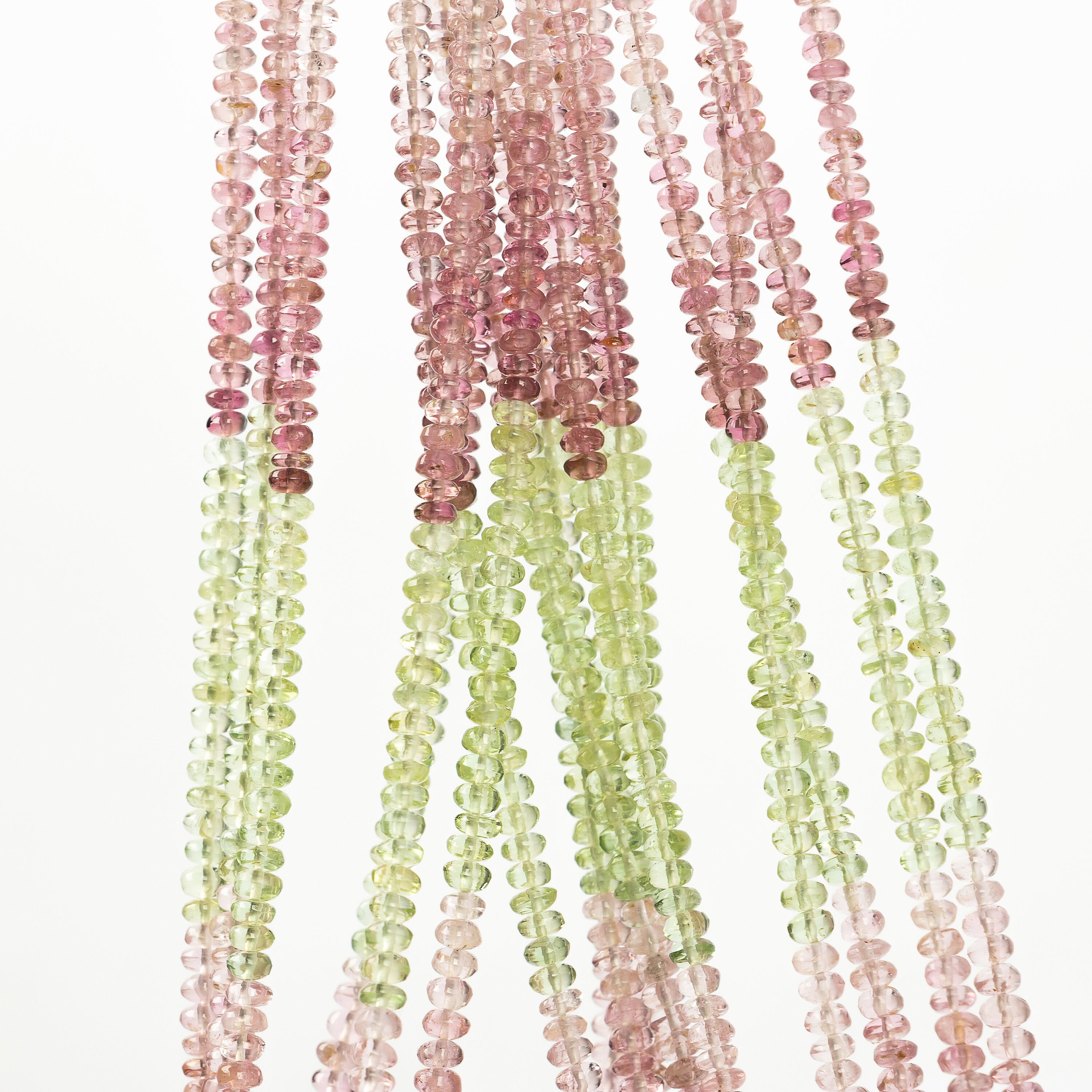 Multi Tourmaline Smooth Rondelle Beads, 2.5 mm To 3 mm, Pink Tourmaline Beads, Multi Tourmaline Jewelry Making Gemstone Beads