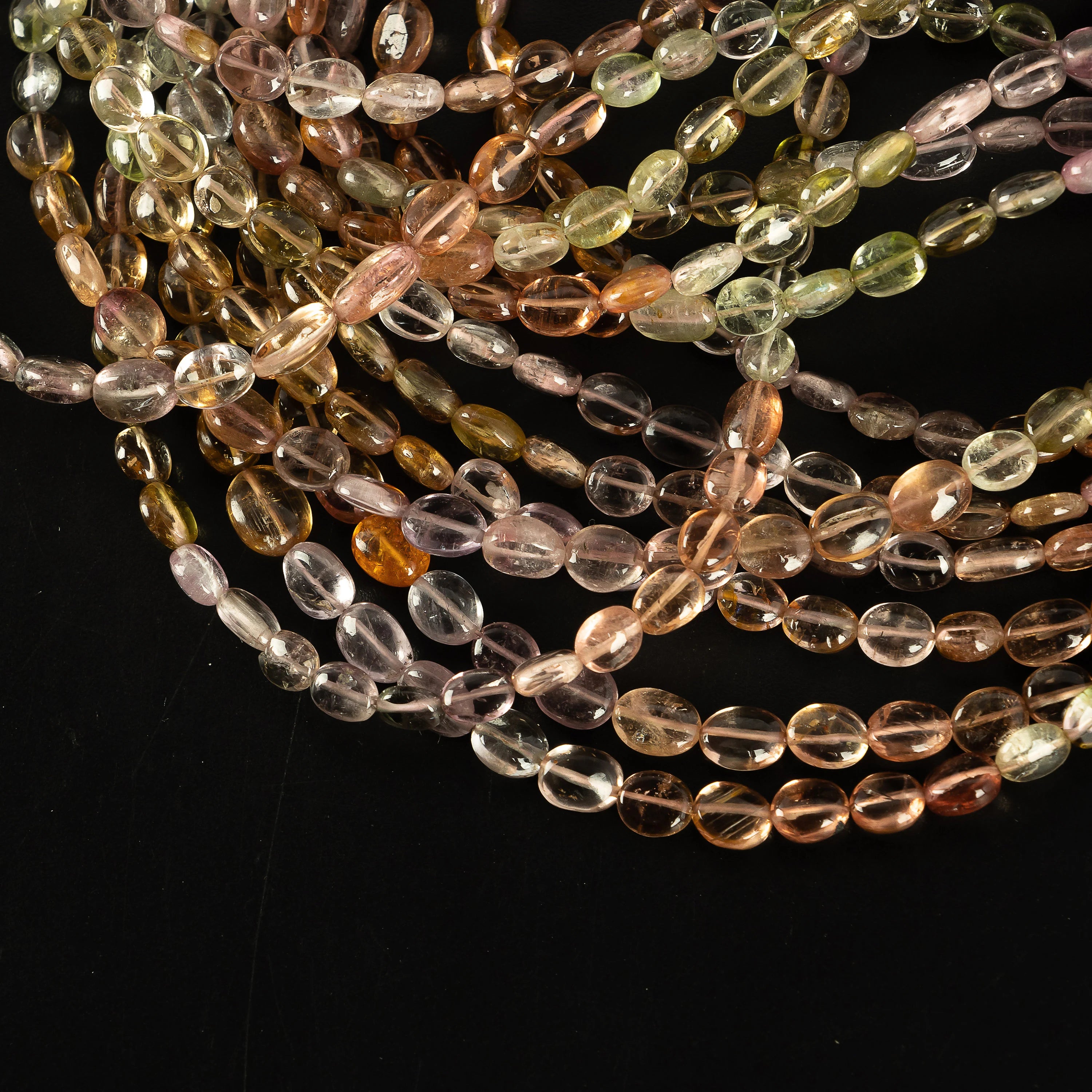 Natural Multi Tourmaline Smooth Oval Beads, SKU2261