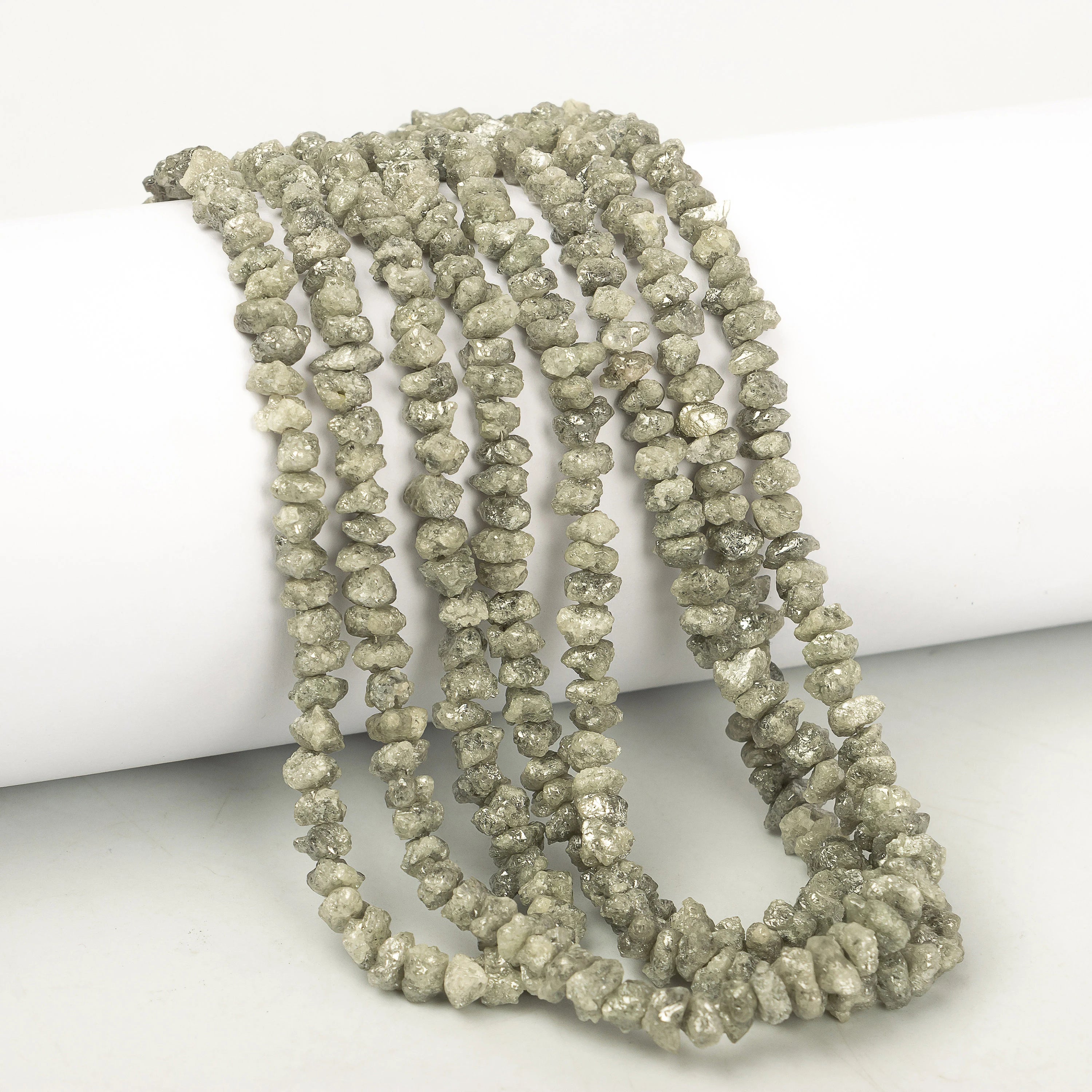Grey Diamond Uncut Beads, Off White Diamond Uncut Raw Beads, SKU2271