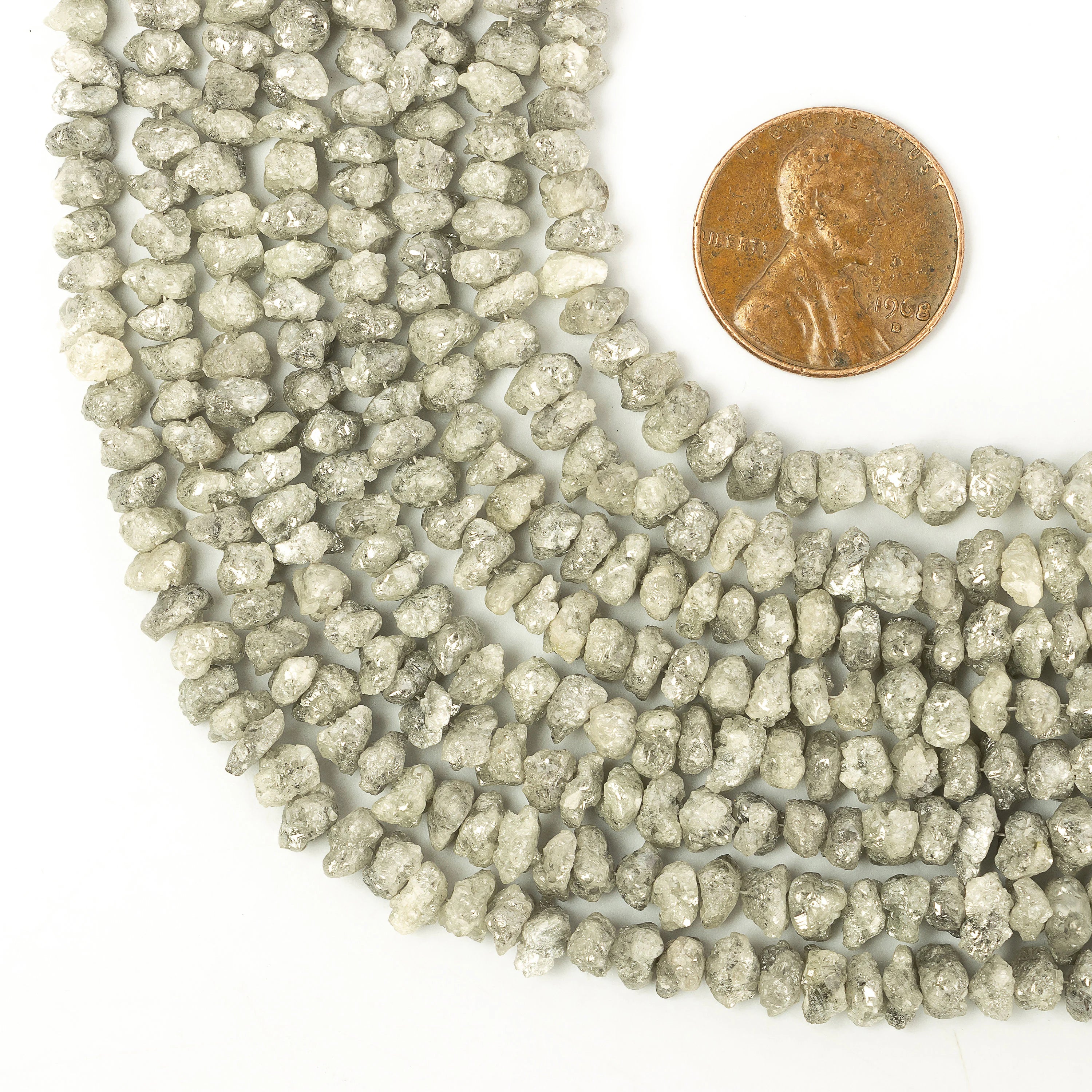 Grey Diamond Uncut Beads, Off White Diamond Uncut Raw Beads, SKU2271