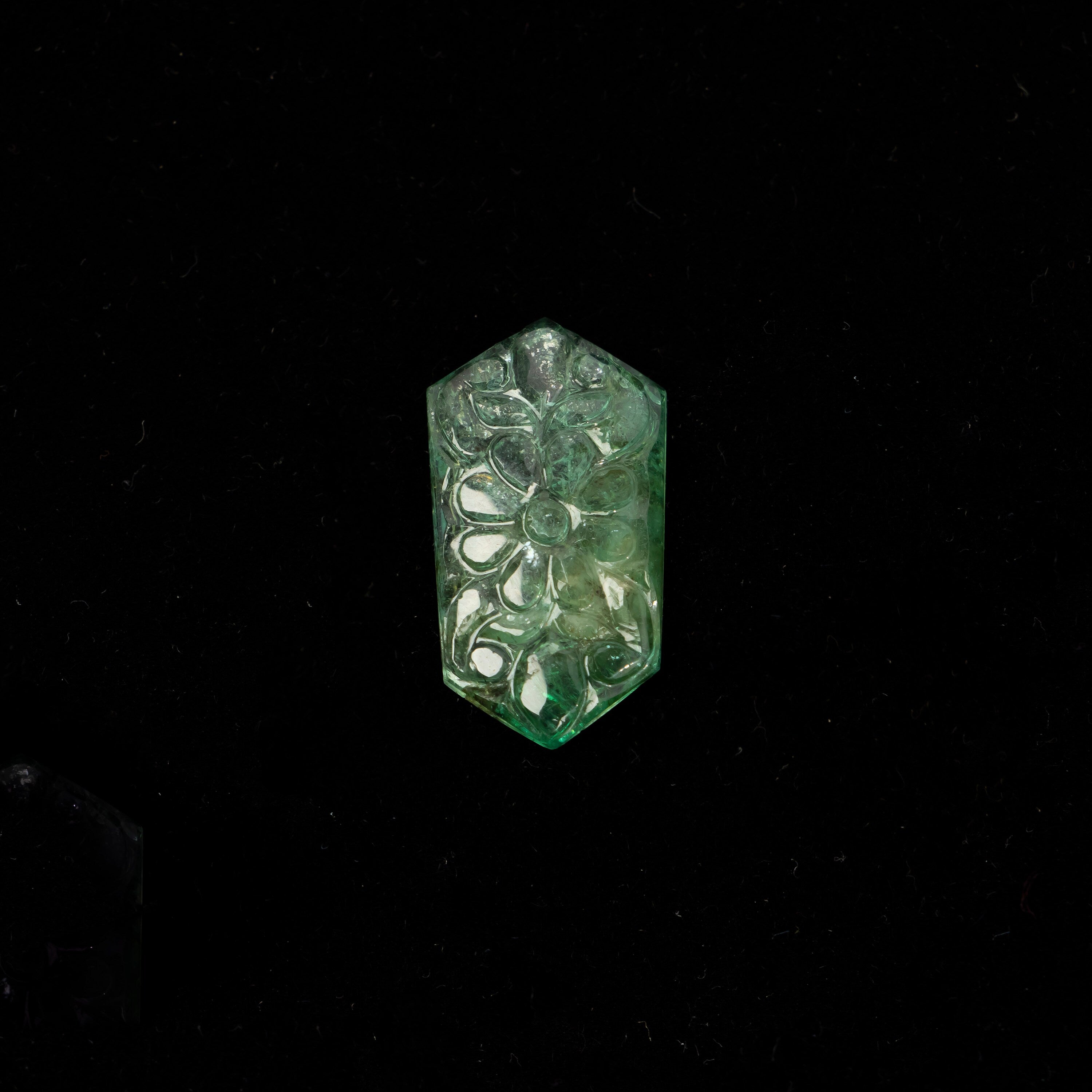 Natural Emerald Six Corner Shape Gemstone, Emerald Fancy Carving Loose Gemstone, Emerald Jewelry Making Handmade Carving Gemstone
