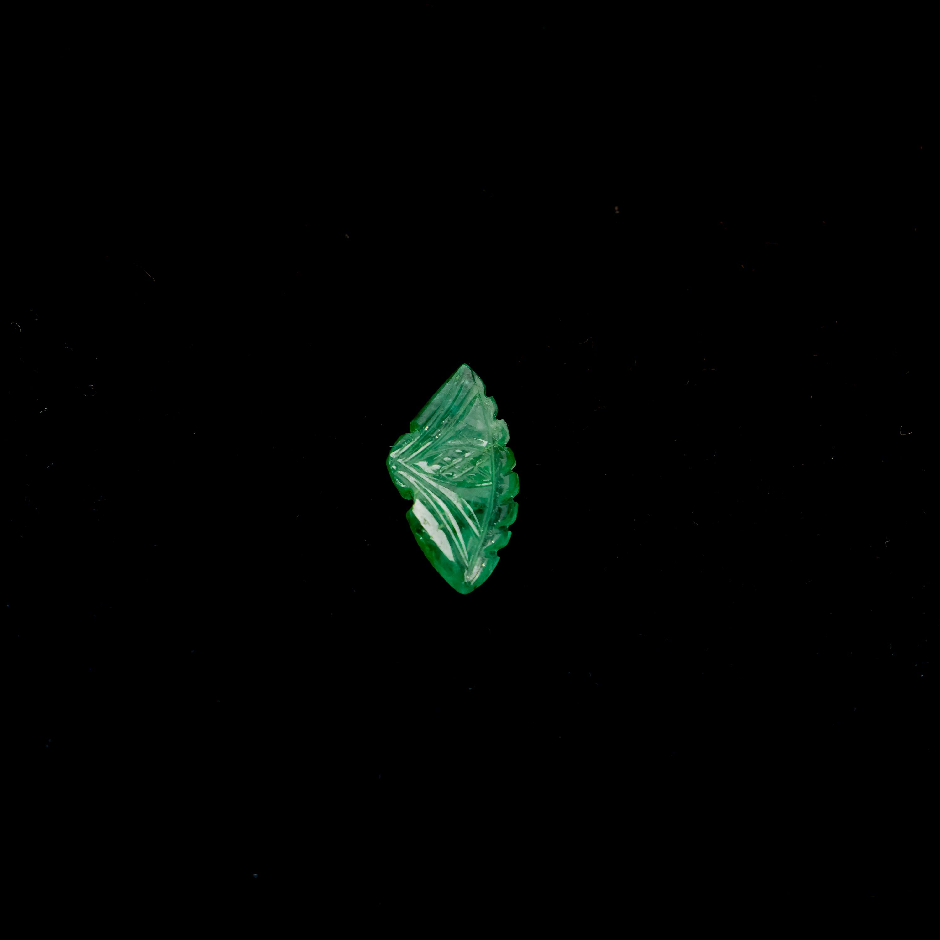 Natural Emerald Fancy Shape Gemstone, Emerald Fancy Carving Loose Gemstone, Emerald Jewelry Making Handmade Carving Gemstone