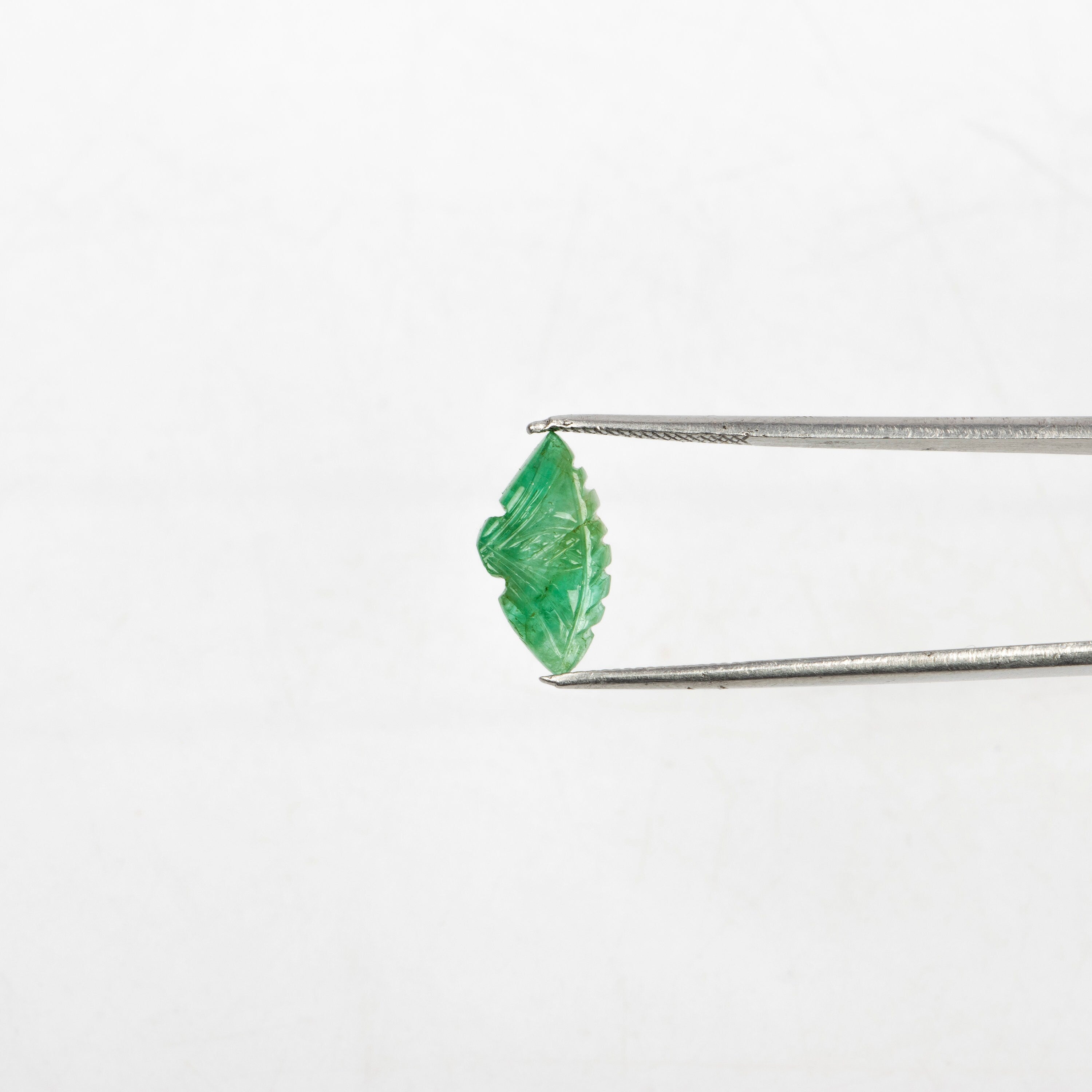 Natural Emerald Fancy Shape Gemstone, Emerald Fancy Carving Loose Gemstone, Emerald Jewelry Making Handmade Carving Gemstone