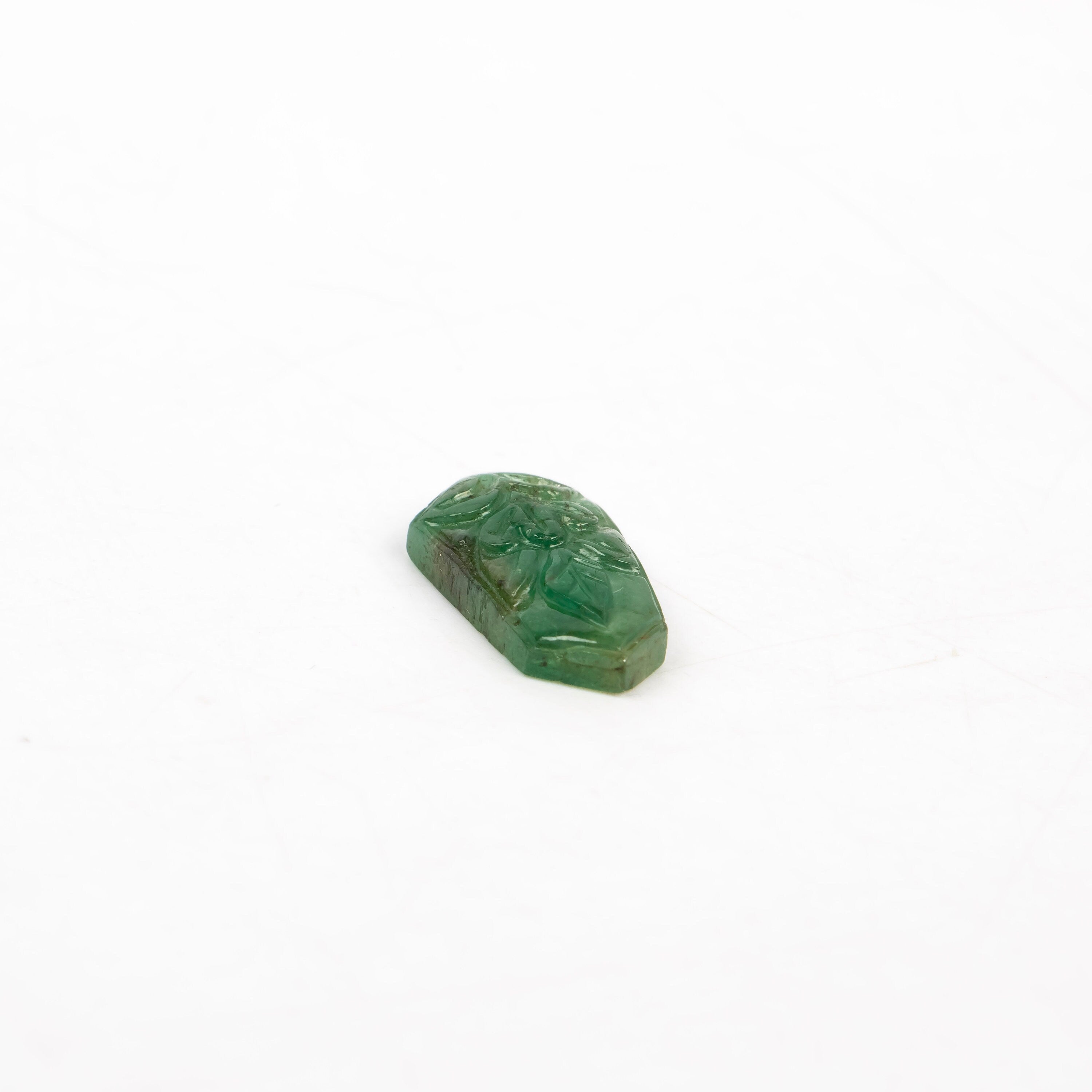 Natural Emerald Fancy Shape Gemstone, Emerald Fancy Carving Loose Gemstone, Emerald Jewelry Making Handmade Carving Gemstone SKU 2282