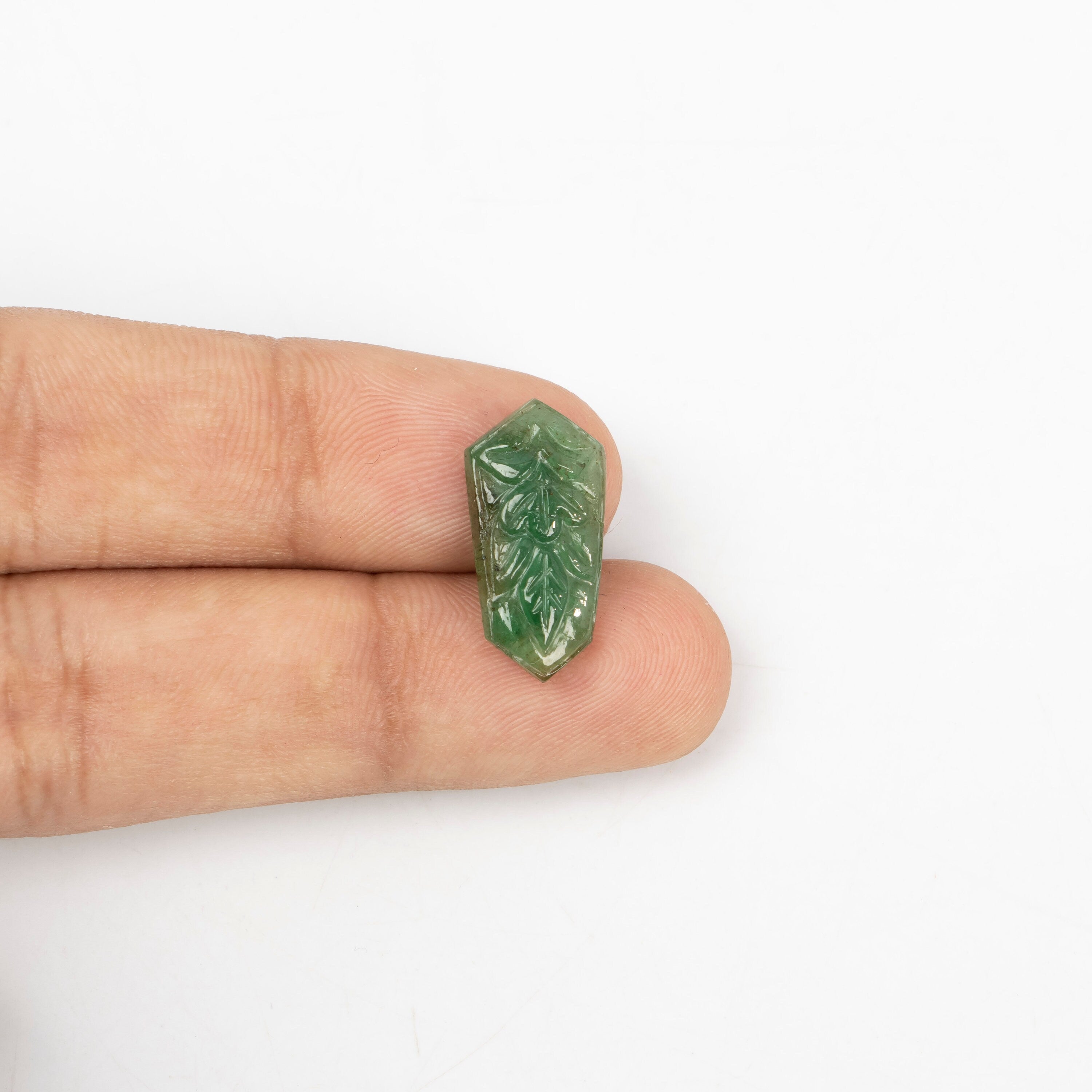 Natural Emerald Fancy Shape Gemstone, Emerald Fancy Carving Loose Gemstone, Emerald Jewelry Making Handmade Carving Gemstone SKU 2282
