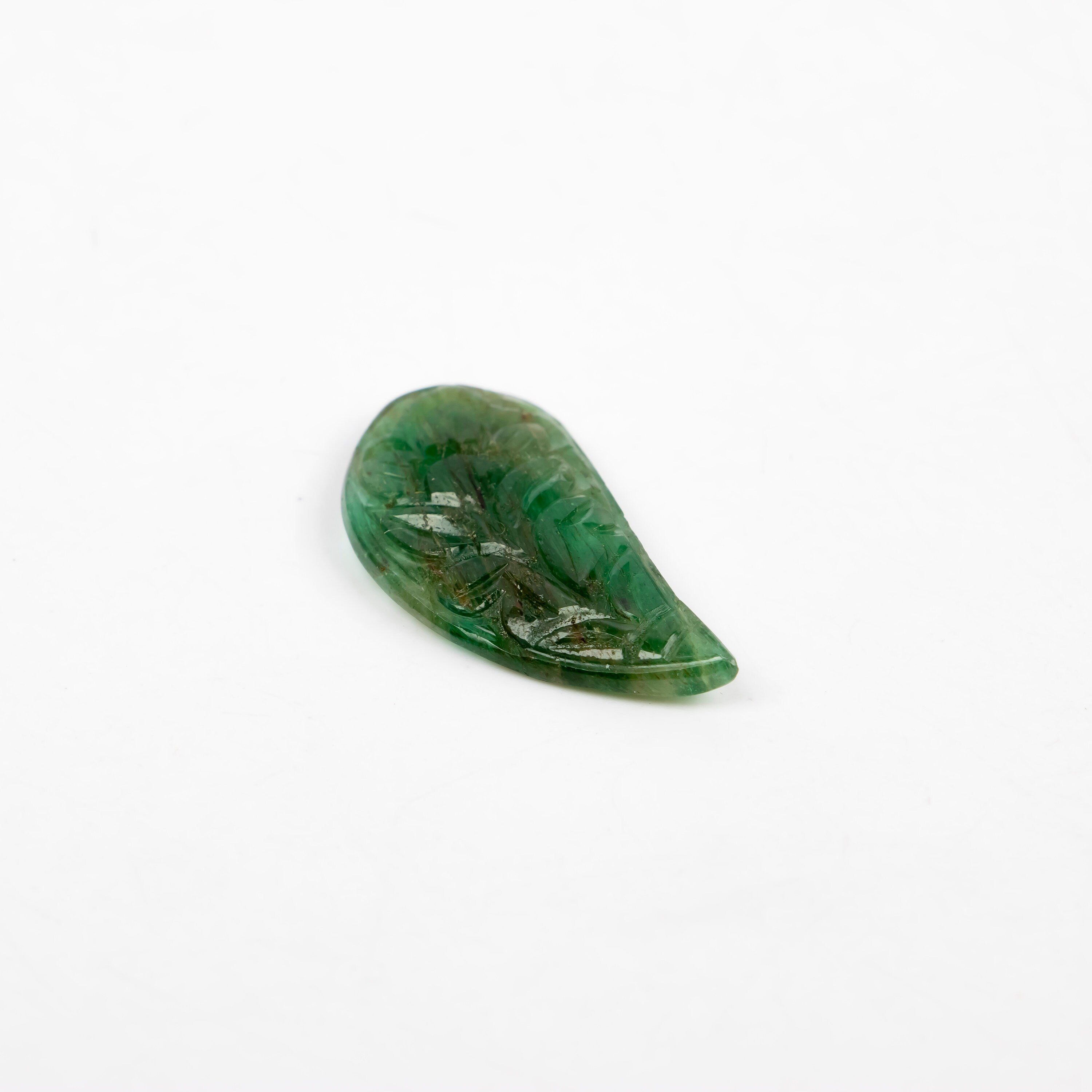 Natural Emerald Fancy Shape Gemstone, Emerald Fancy Carving Loose Gemstone, Emerald Jewelry Making Handmade Carving Gemstone