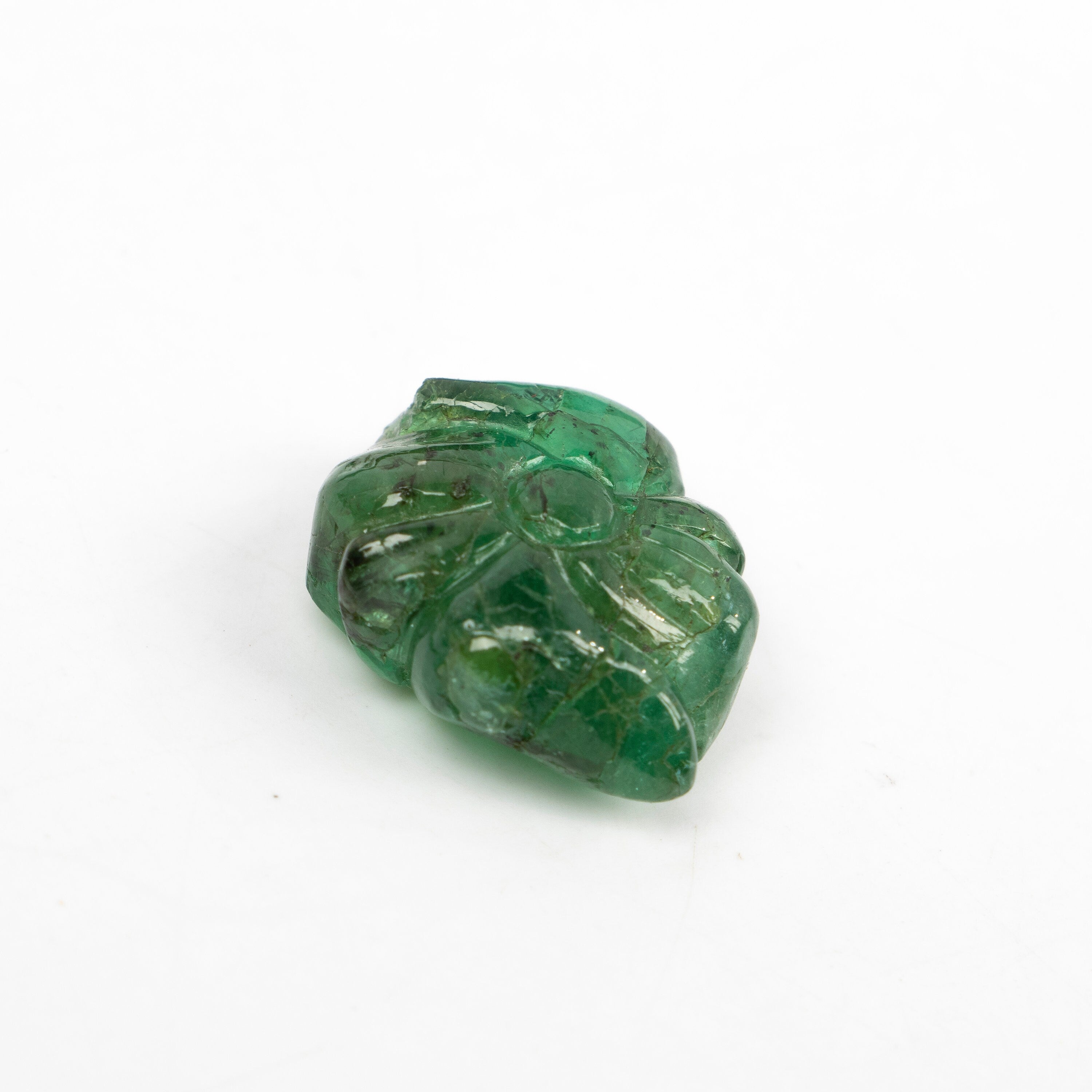 Natural Emerald Flower Shape Gemstone, Emerald Fancy Carving Loose Gemstone, Emerald Jewelry Making Handmade Carving Gemstone