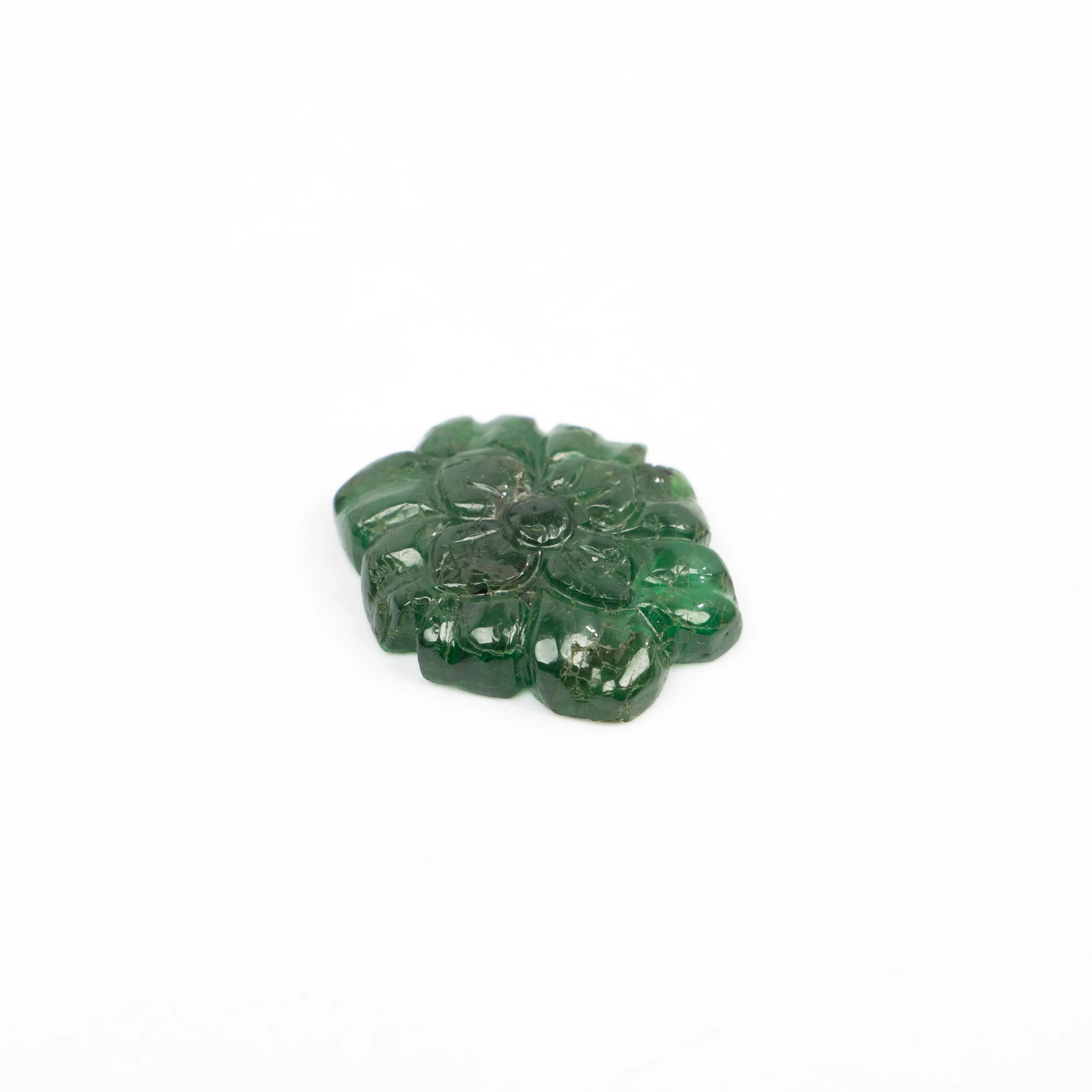 Emerald Flower Carving Gemstone, Emerald Fancy Shape Carving Loose Gemstone, Emerald Jewelry making Gemstone, Handmade Carving