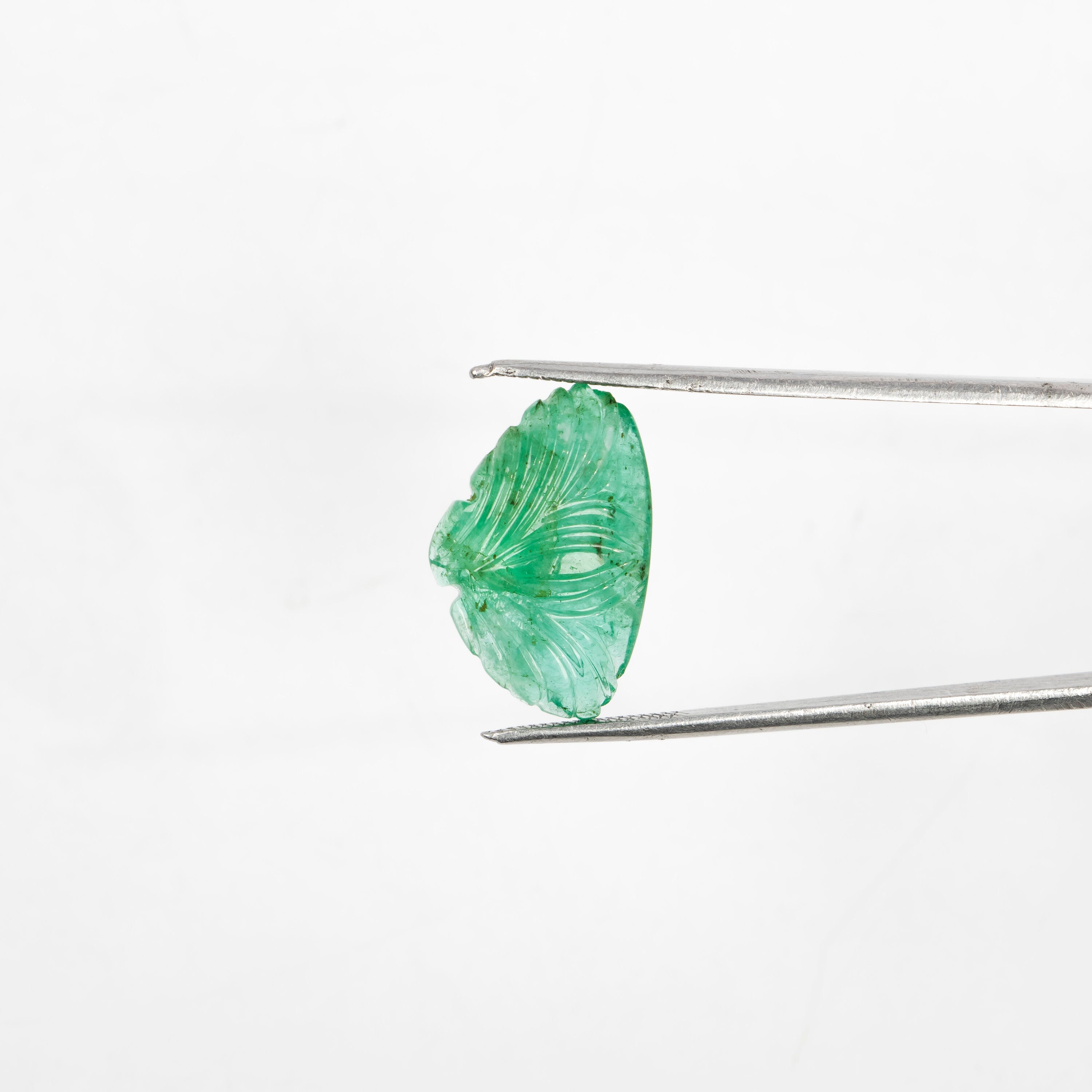 Natural Emerald Fancy Shape Gemstone, Emerald Fancy Carving Loose Gemstone, Emerald Jewelry Making Handmade Carving Gemstone