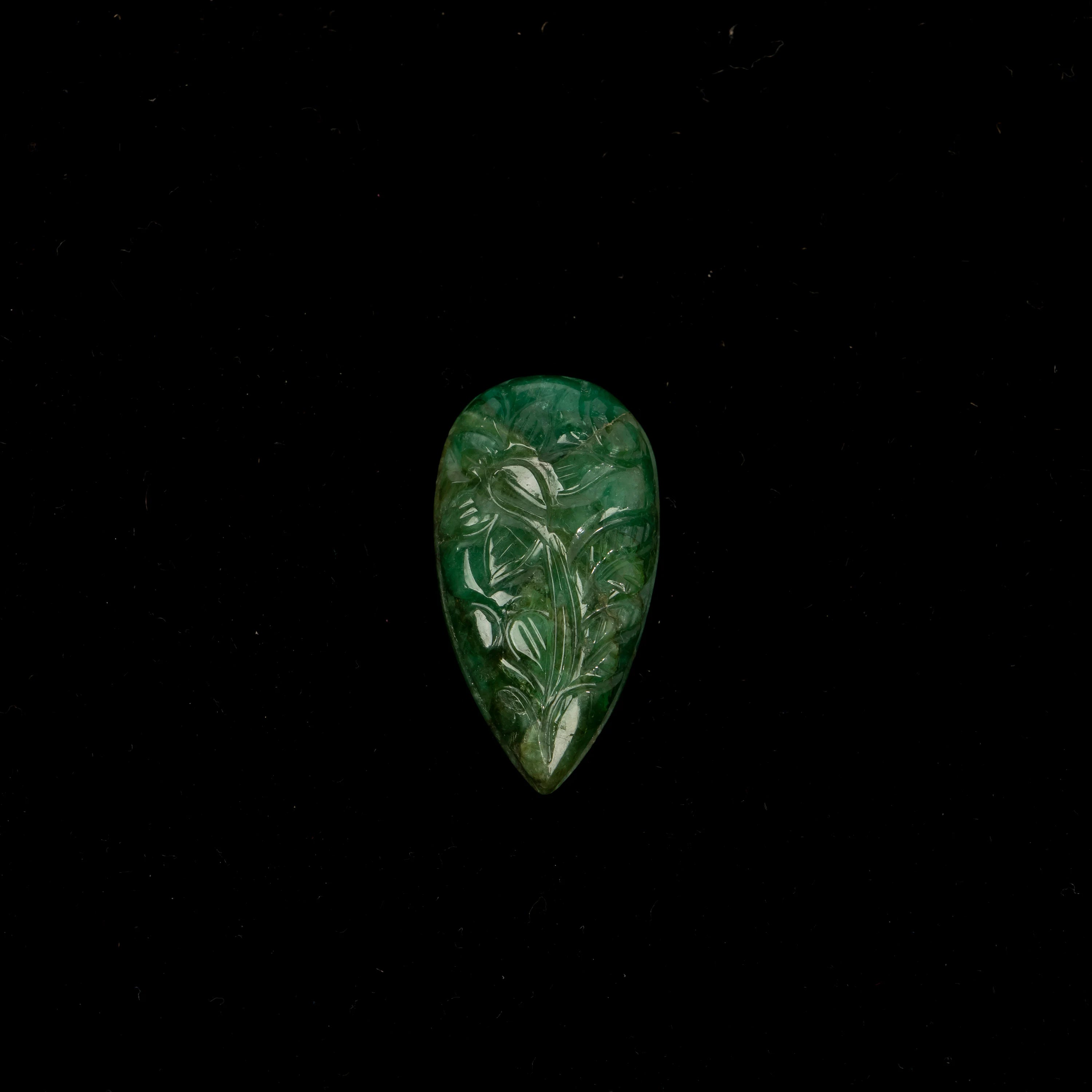 Natural Emerald Pear Shape Gemstone, Emerald Fancy Carving Loose Gemstone, Emerald Jewelry Making Handmade Carving Gemstone
