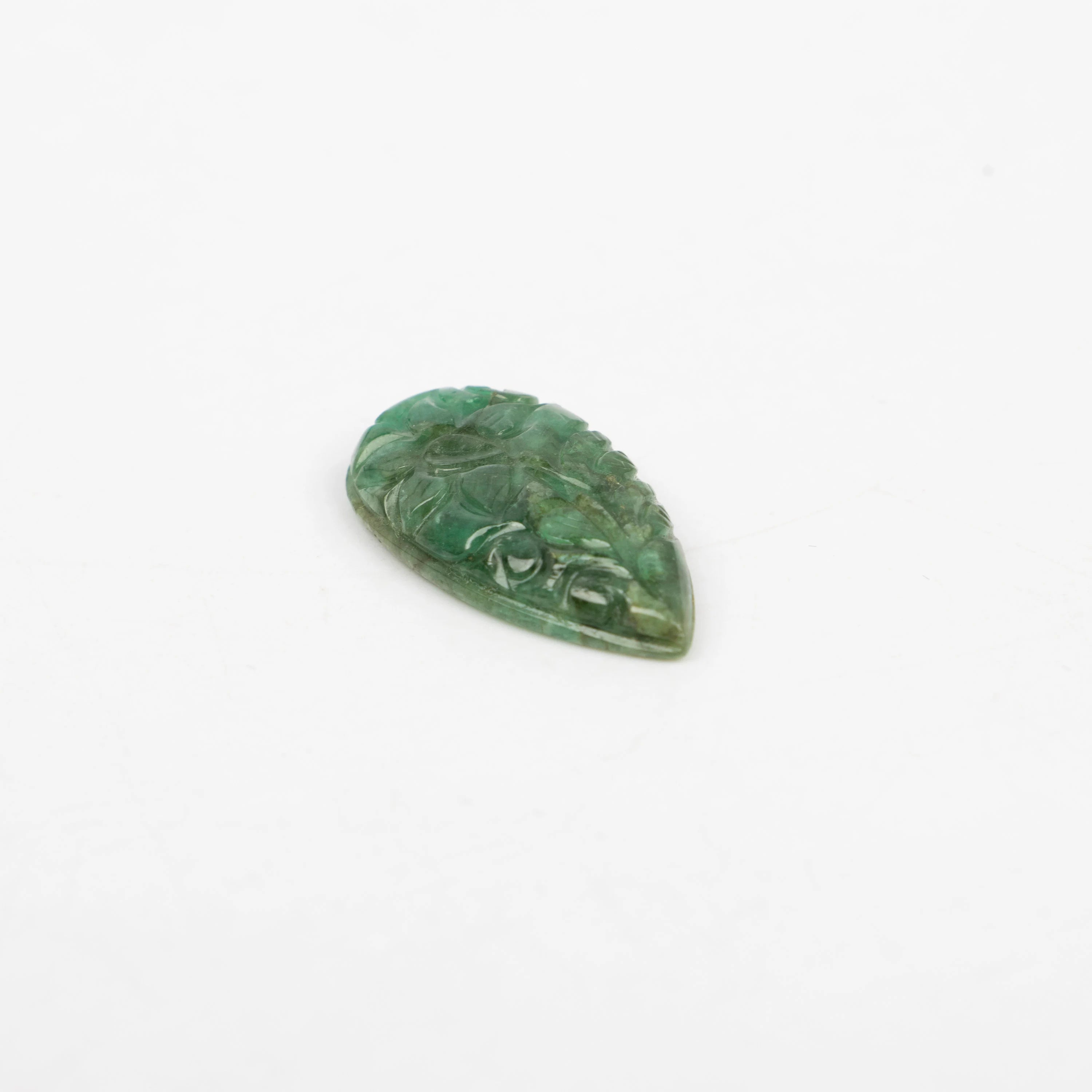 Natural Emerald Pear Shape Gemstone, Emerald Fancy Carving Loose Gemstone, Emerald Jewelry Making Handmade Carving Gemstone